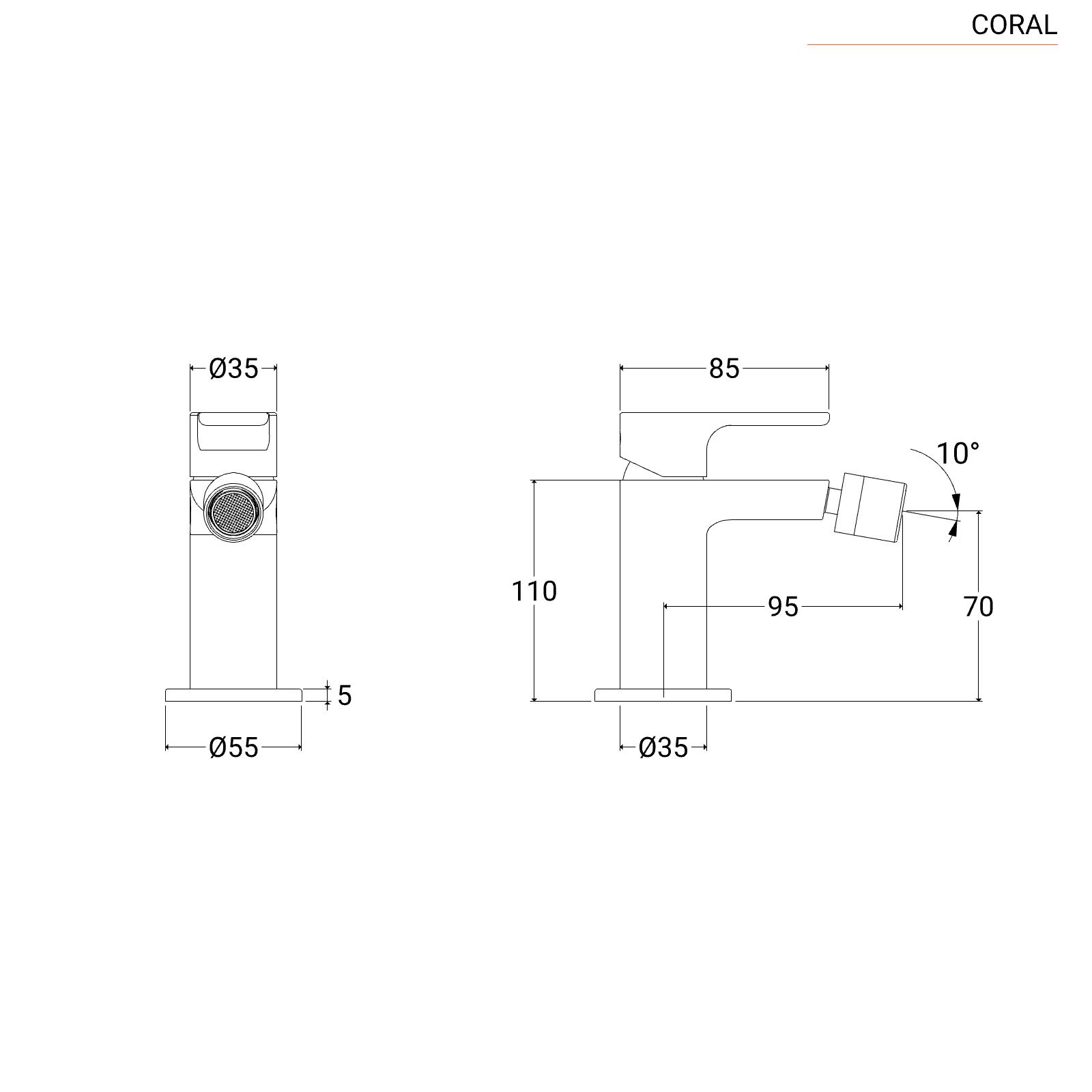 Miscelatore bidet senza scarico oro satinato - Coral