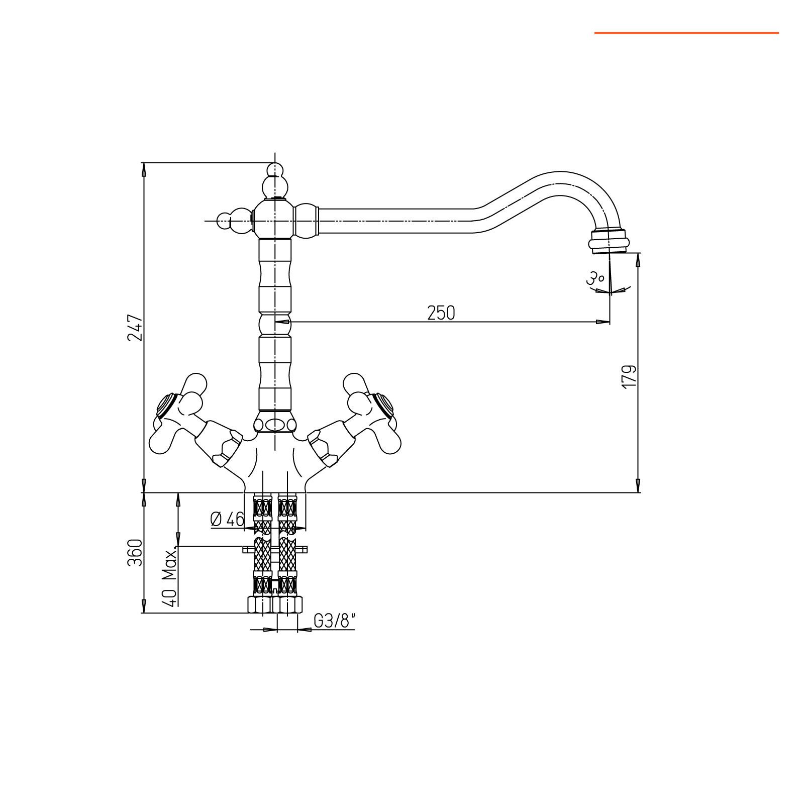 Rubinetto Cucina Paini Monocomando - Design Barocco, Cromato, Bocca Alta Orientabile, Made Italy