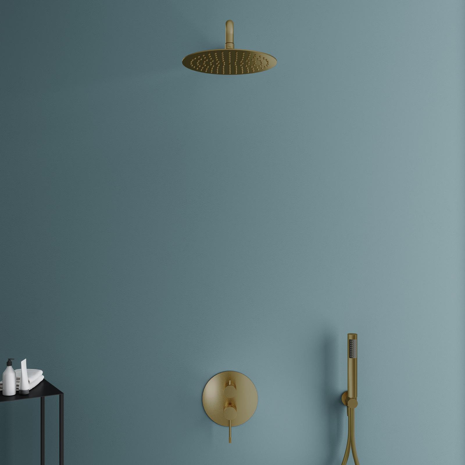 Miscelatore Doccia Incasso Oro Spazzolato Jucar - Con Soffione Pioggia E Maniglia, Serie Moderna - Foto 2