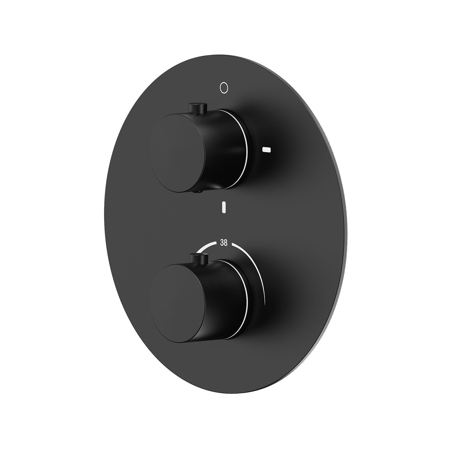 Miscelatore Doccia Termostatico Nero - Rubinetto Da Muro Con Sicurezza 38°C, Design Rotondo - Foto 6