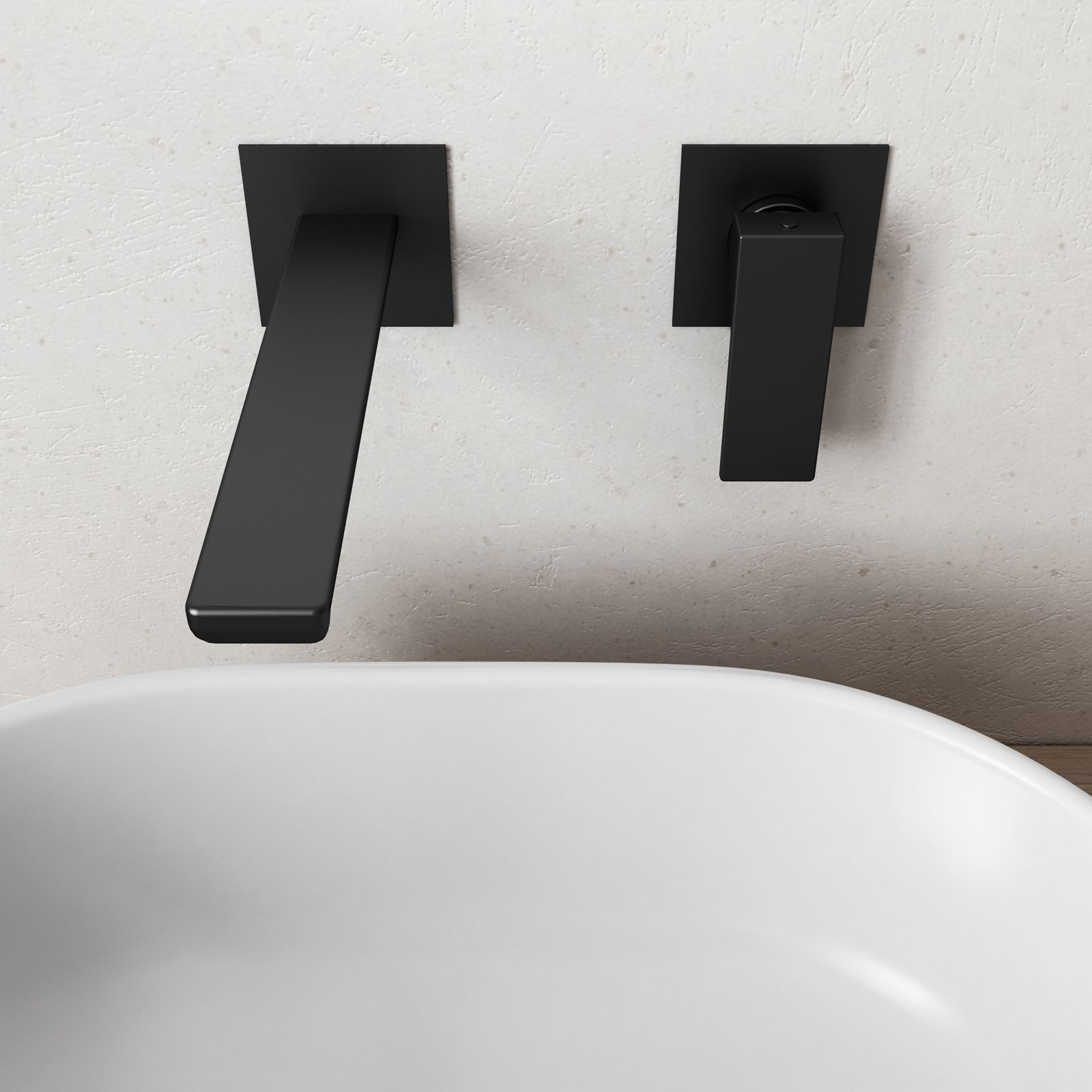 Miscelatore incasso lavabo da parete nero opaco bocca da 18 o 22,5 cm  Misura bocca miscelatore 180 mm