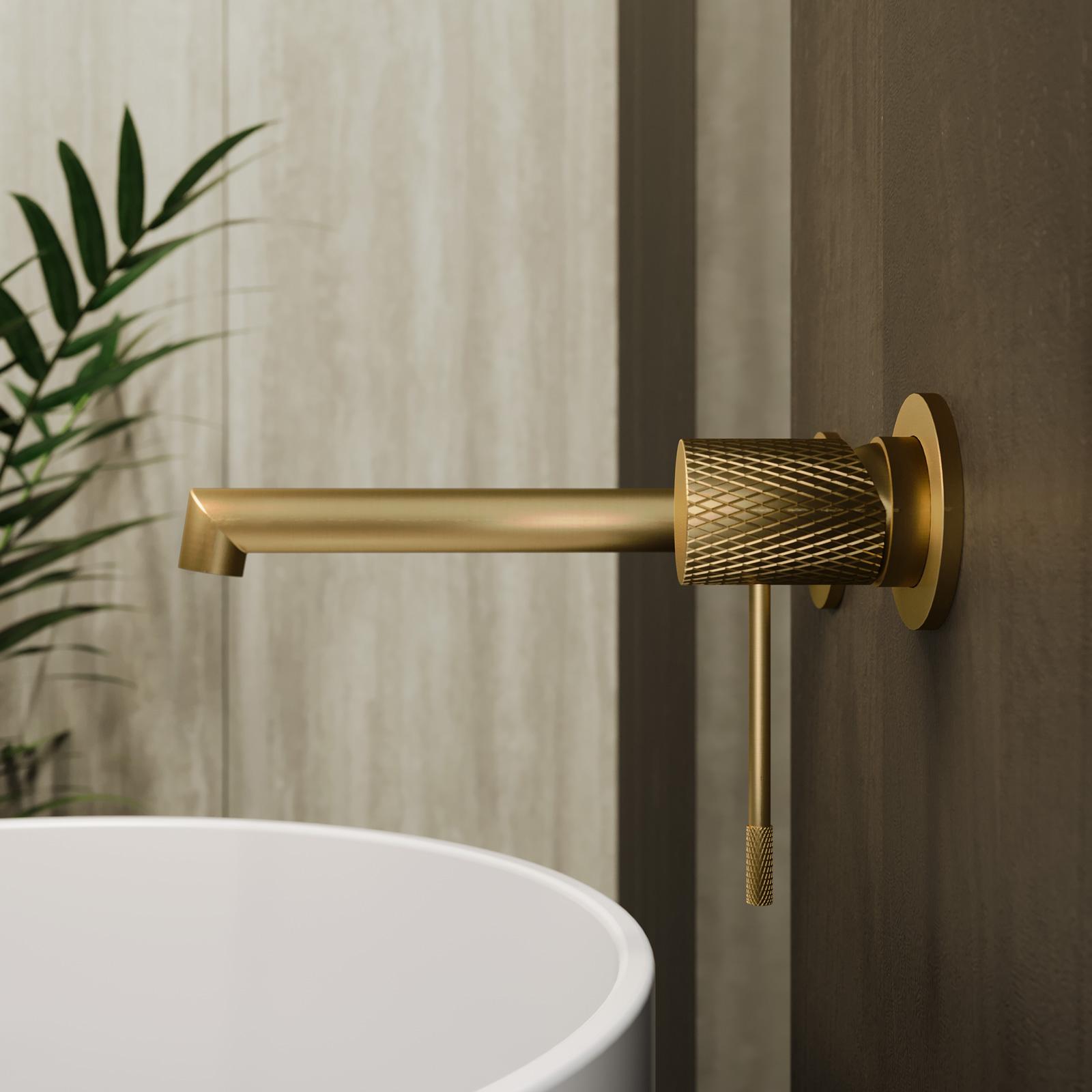 Rubinetto Bagno Lavabo Dorato Spazzolato | Miscelatore Monocomando Alto, Protezione PVD | Risparmio Acqua, Facile Installazione