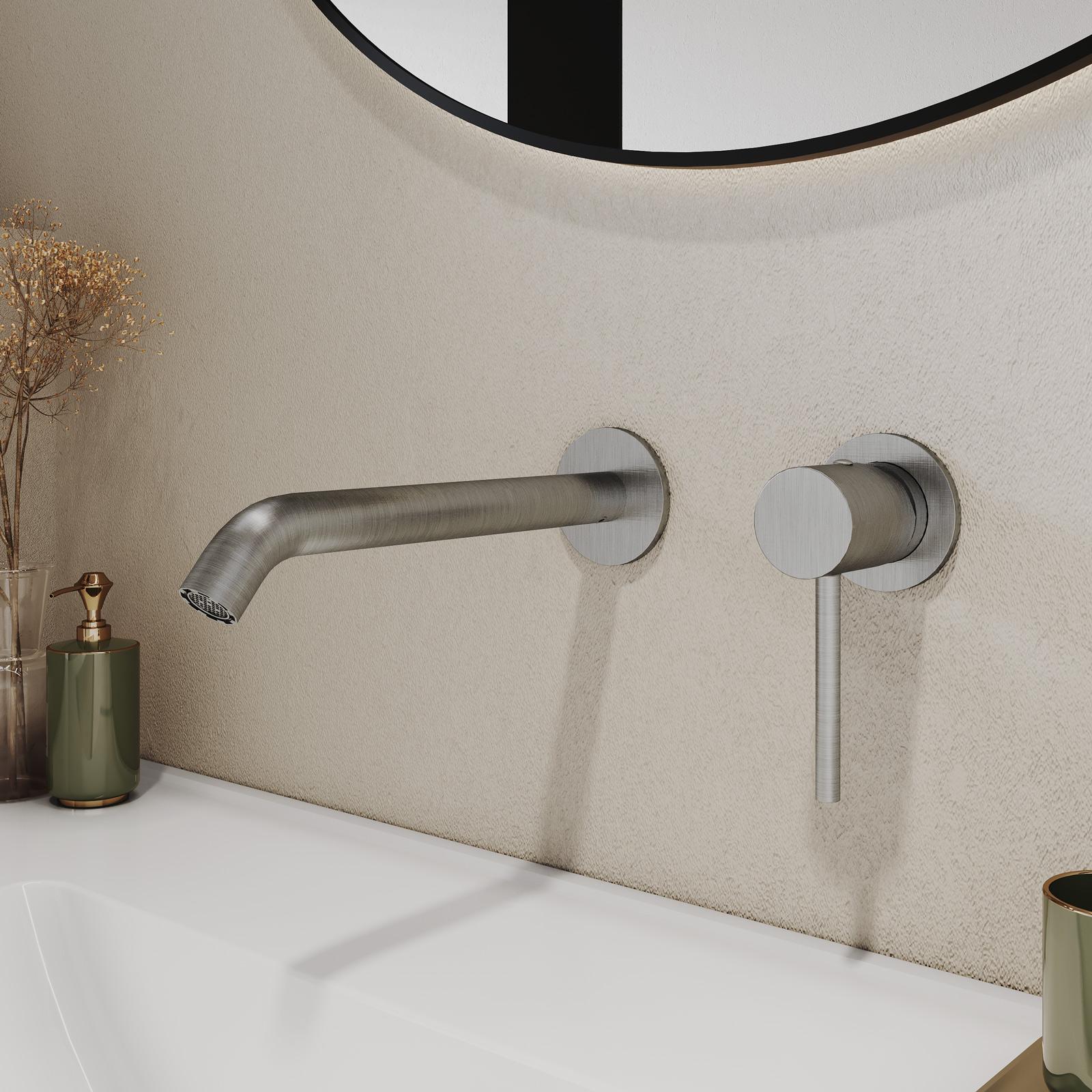 Rubinetto per lavabo da bagno in nichel spazzolato diffuso da