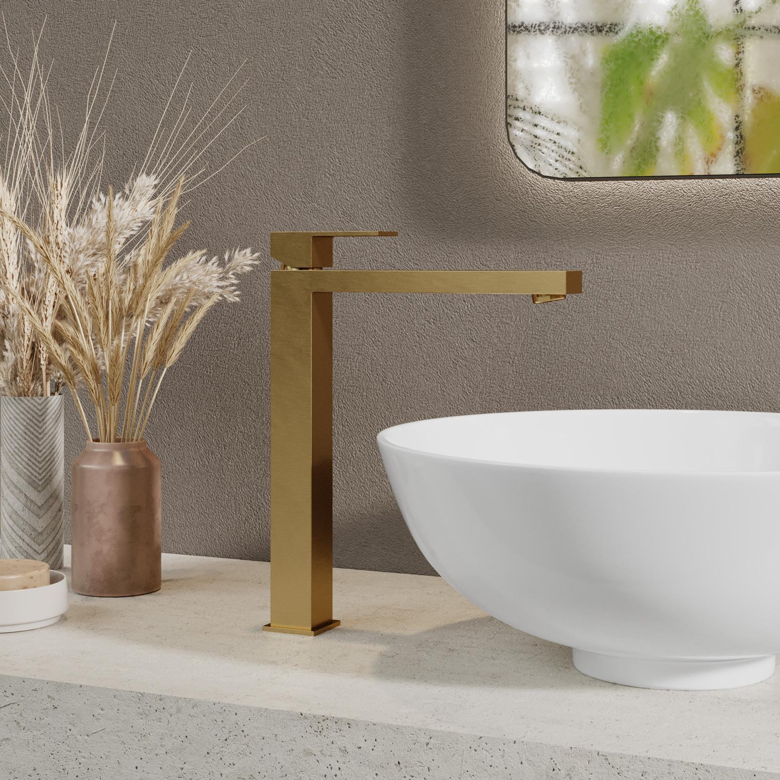 OMNIRES Y - Miscelatore da lavabo ad incasso, installazione 2 fori, con corpo, oro spazzolato