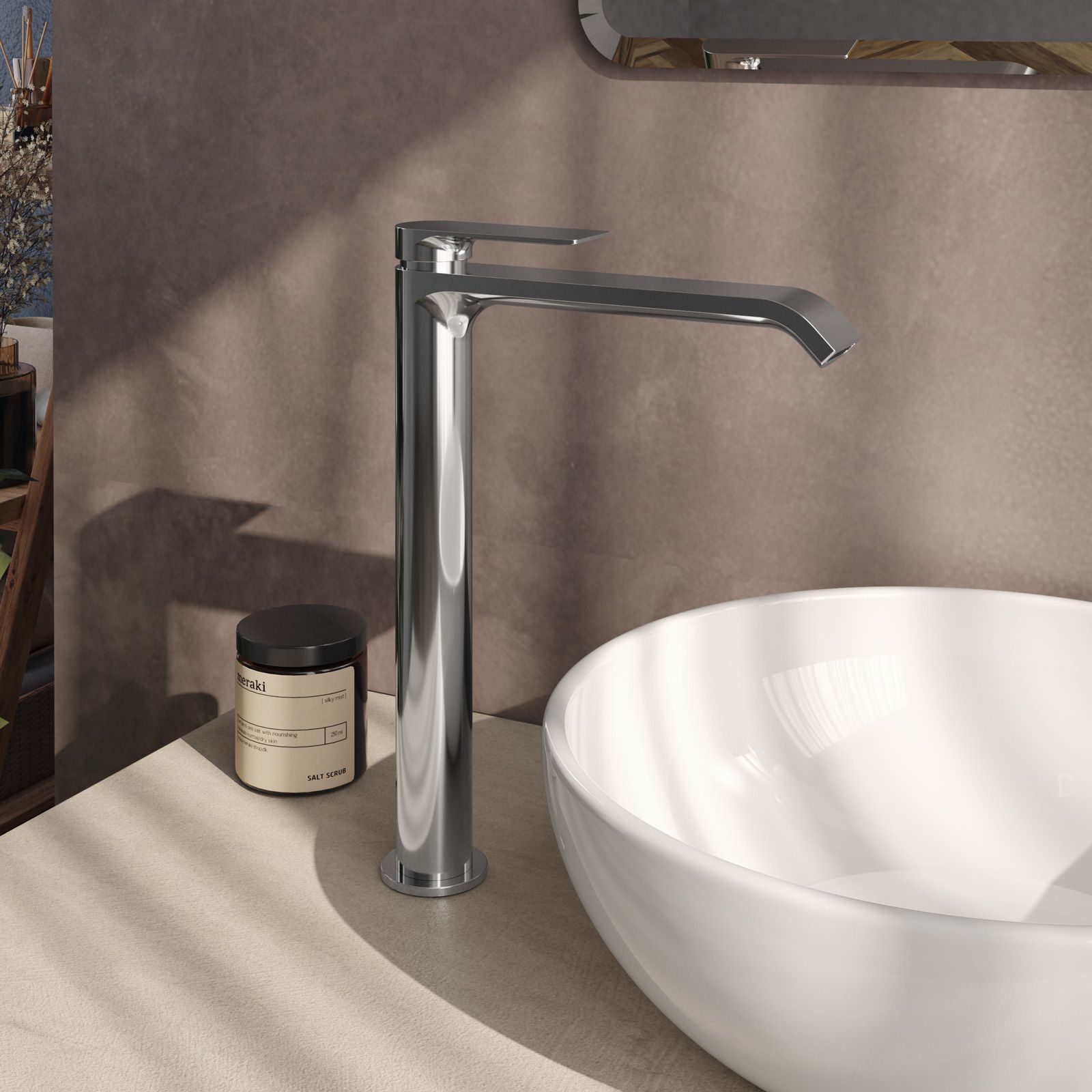 GAVAER Rubinetto Bagno Lavabo, per Miscelatore Lavabo Alto e Grigio Ar –