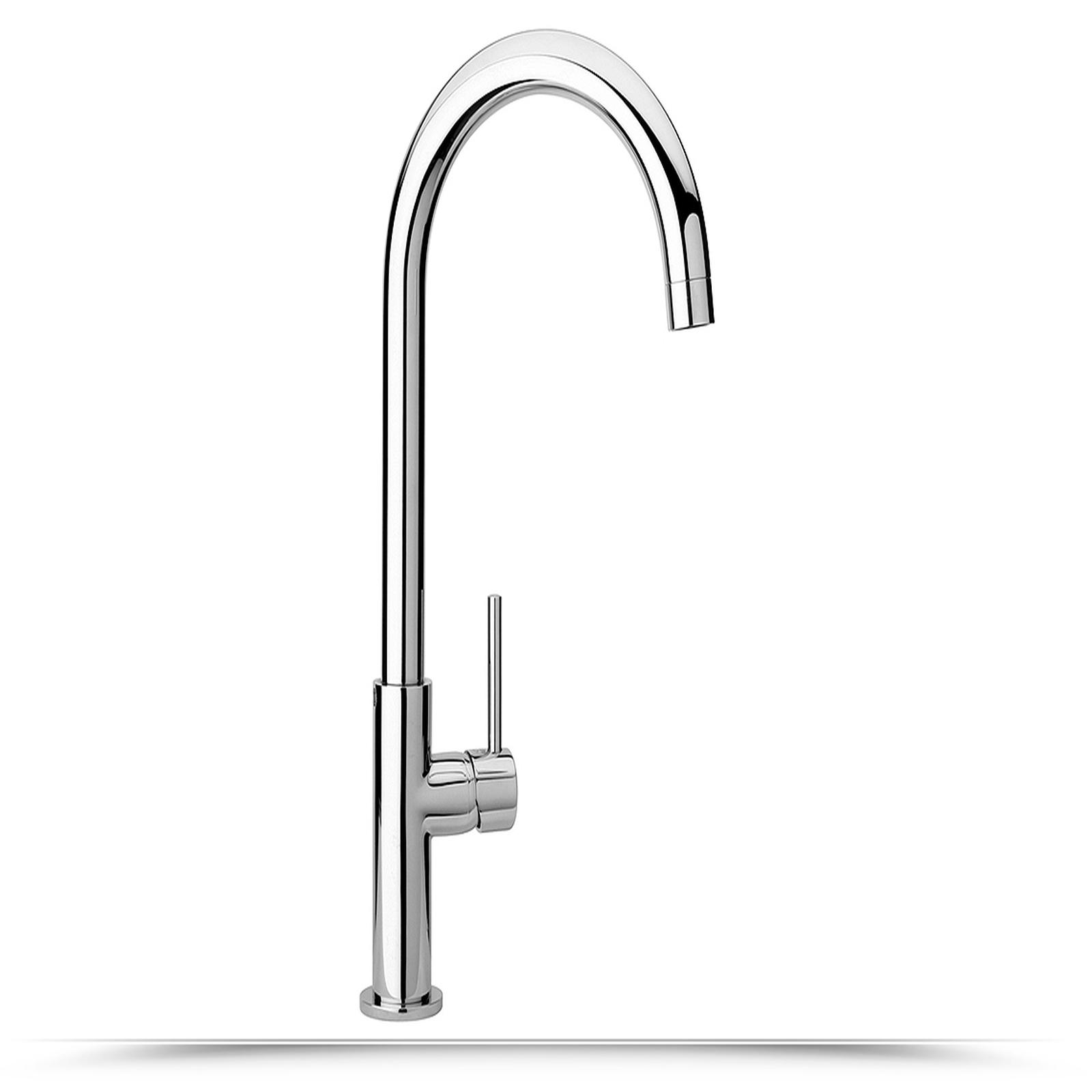 Rubinetto Cucina Paini Monocomando - Design Barocco, Cromato, Bocca Alta Orientabile, Made Italy