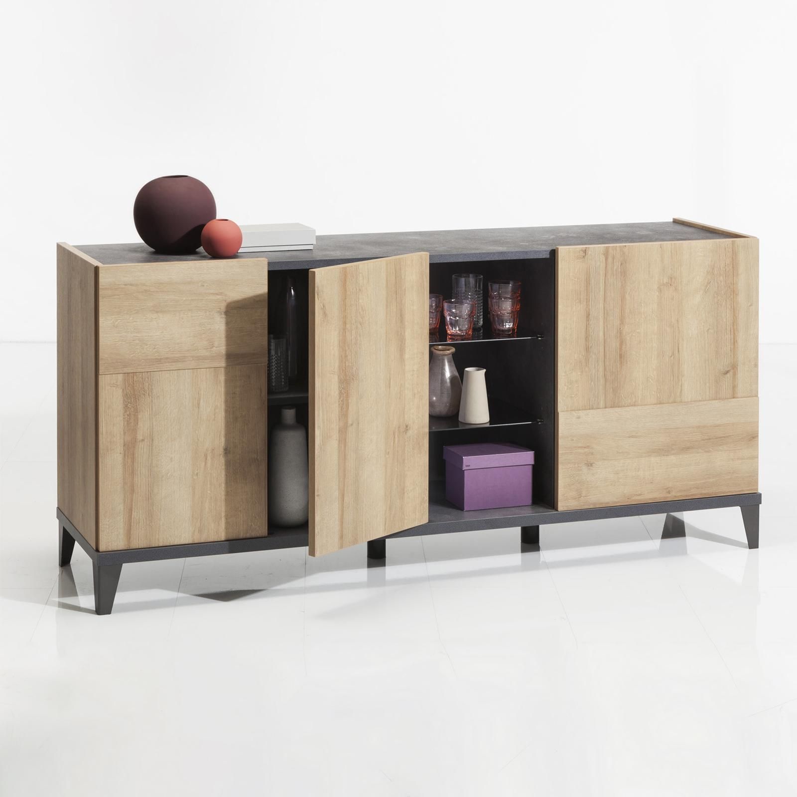 Mobile multiuso con ante e cassetto 81x44 in legno ROVERE