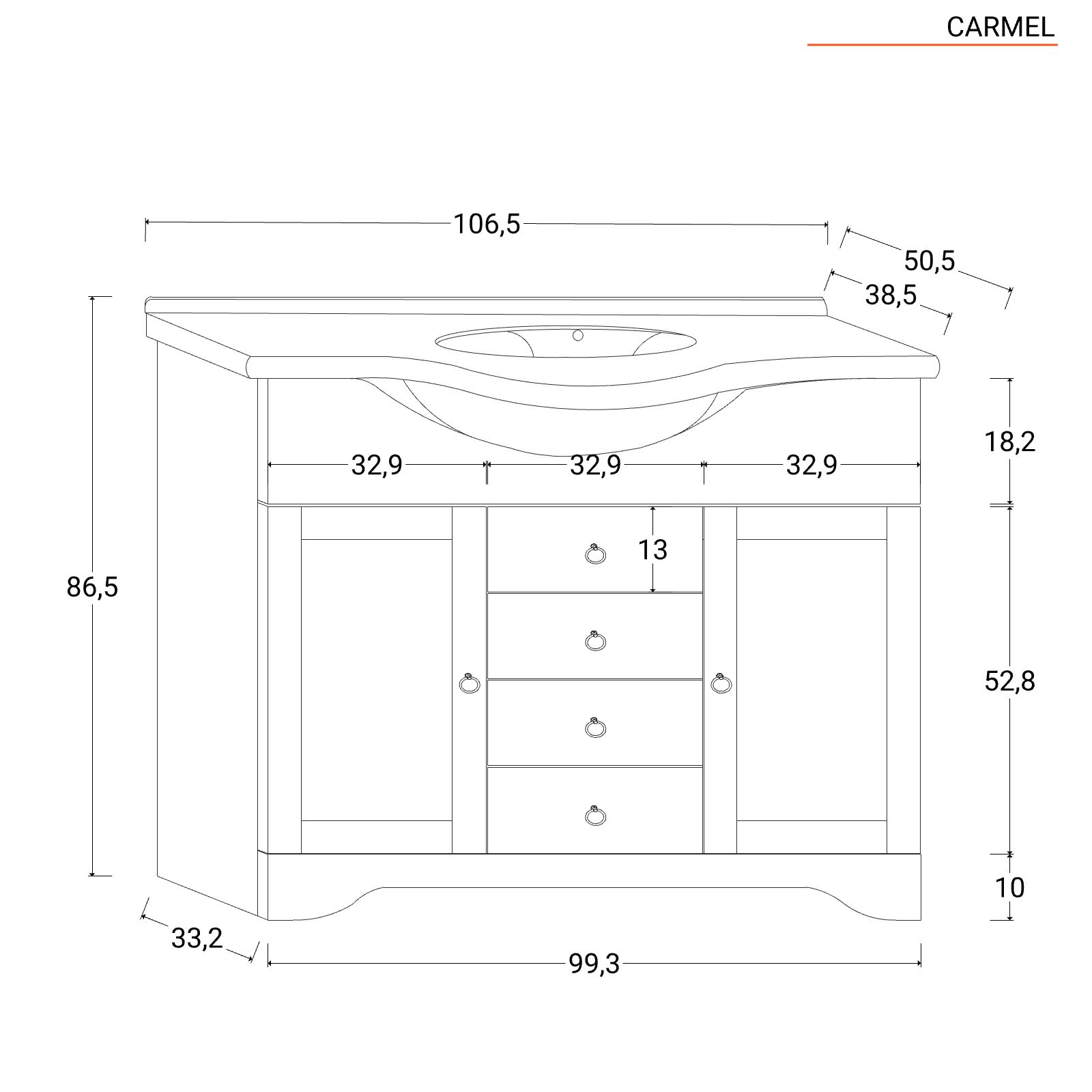 Mobile bagno a terra FIRENZE 105 cm bianco opaco