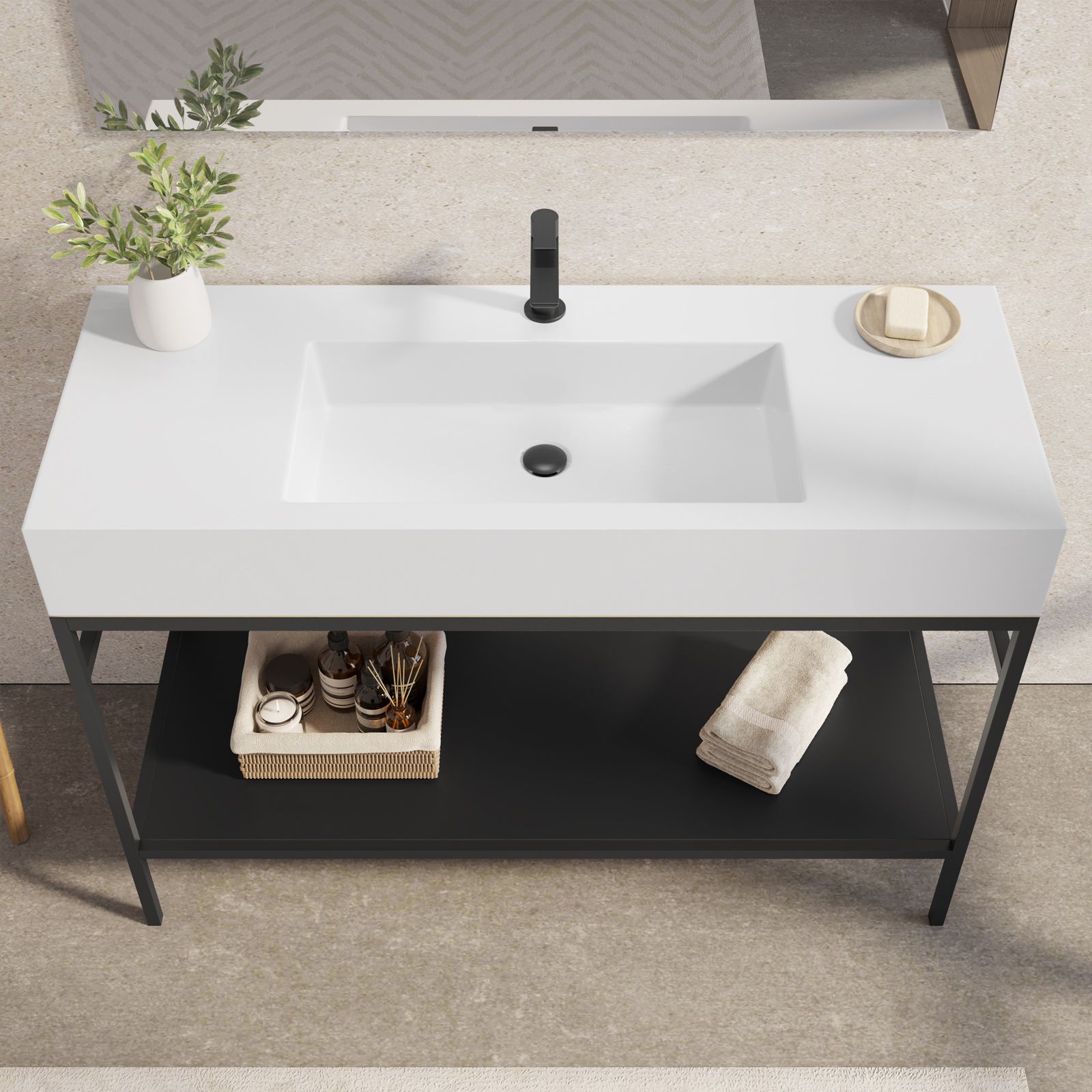 Mobile da bagno a terra 120 cm colore grafite con lavabo in ceramica e  colonna, Arcshop