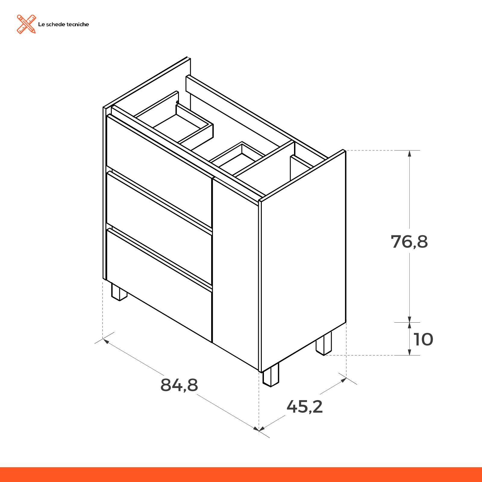 Planetmöbel Armadio Midi Merkur largo 30 cm in rovere Sonoma, armadio da  bagno con 2 cassetti, in piedi