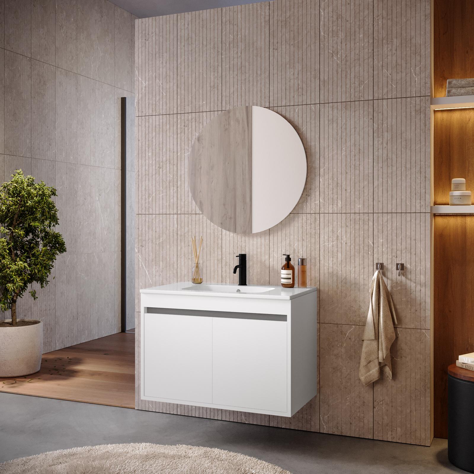 Armadio Espositivo Alto Morena, Struttura In Bianco Opaco / Anta Destra E Inserto In Bianco Opaco Con Illuminazione A Led