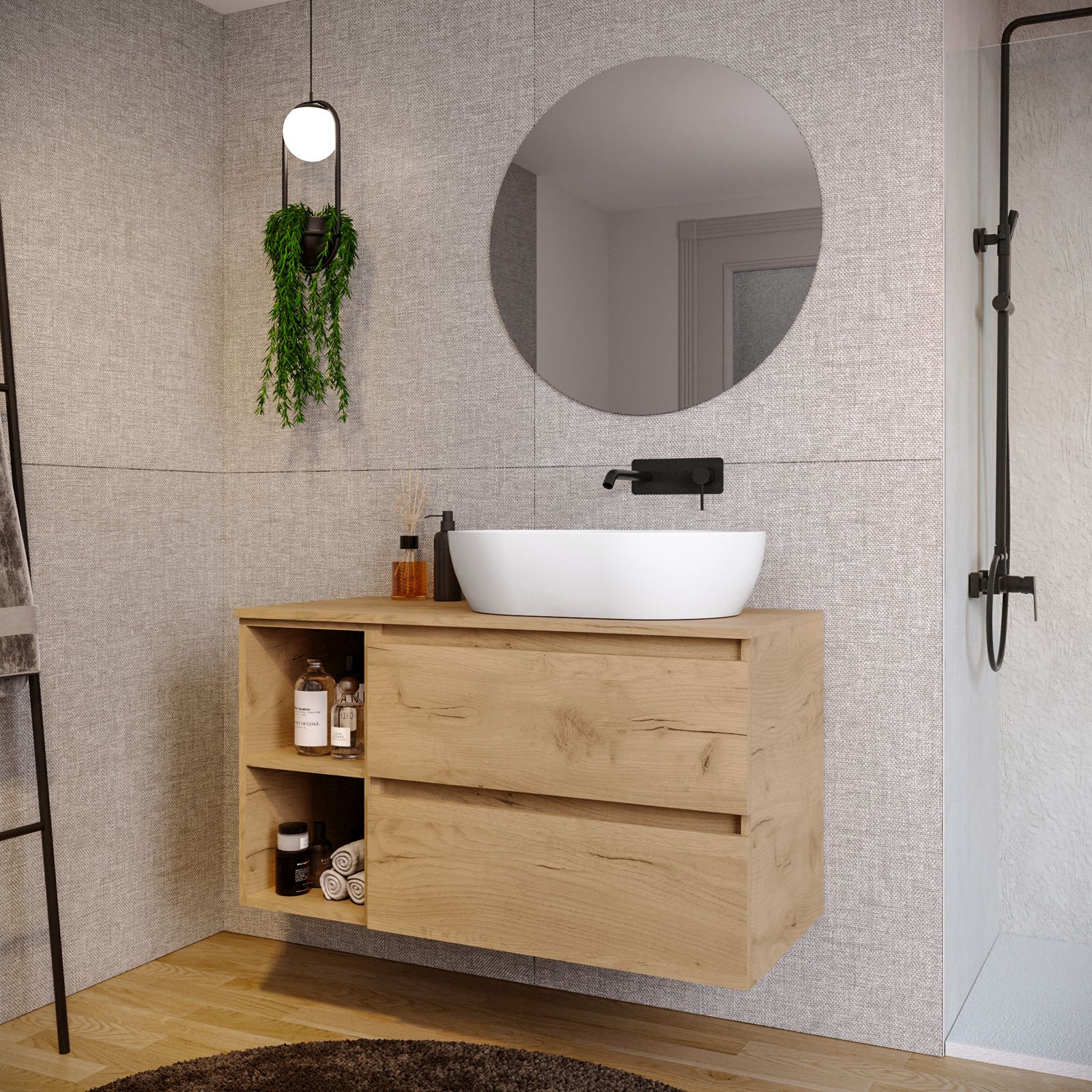 Mobile Bagno OIKOS a terra 100 CM Color Pietra 3 cassetti