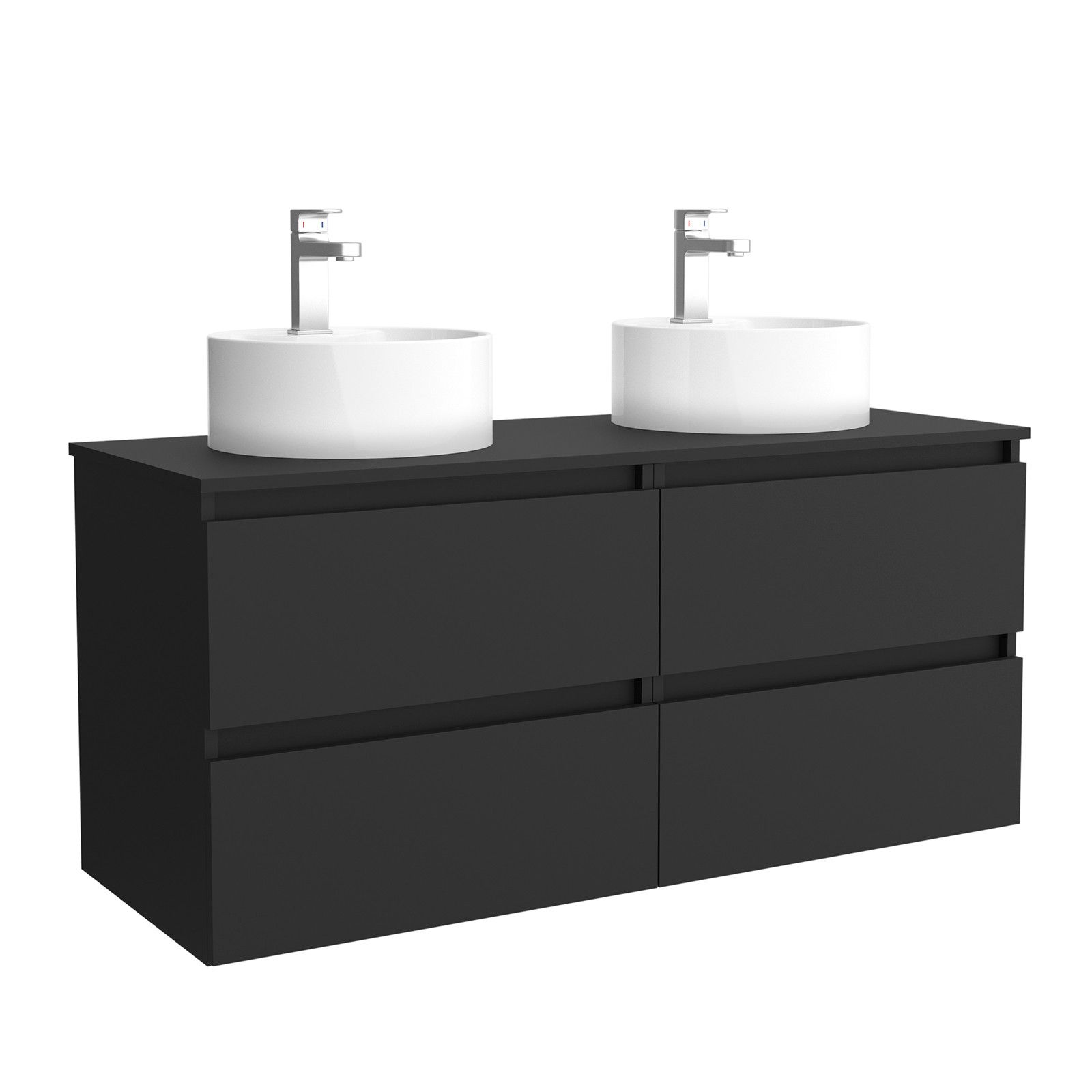 Set Bagno Completo NARCISO 120 cm con Specchio - Nero Opaco