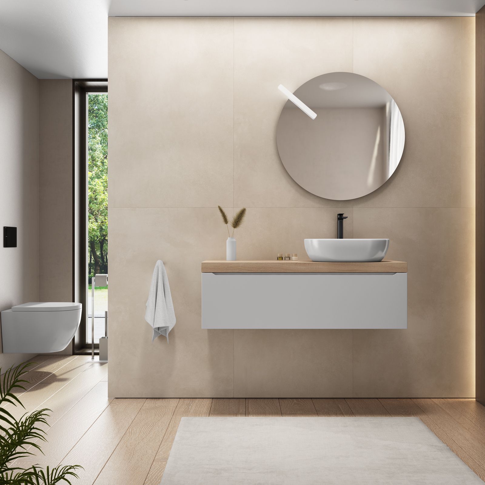 Mobile bagno portalavabo sx 120 cm con cassetti bianco opaco e top