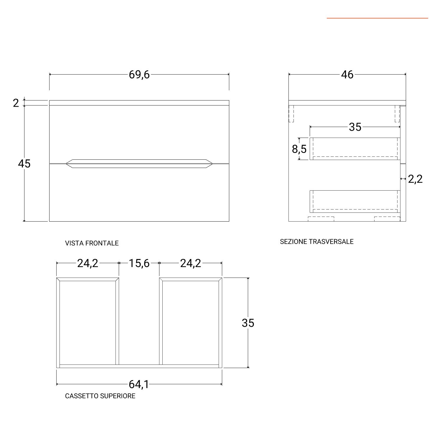 Mobile bagno portalavabo sospeso 70 in rovere season con cassetti e  specchio - Ermete