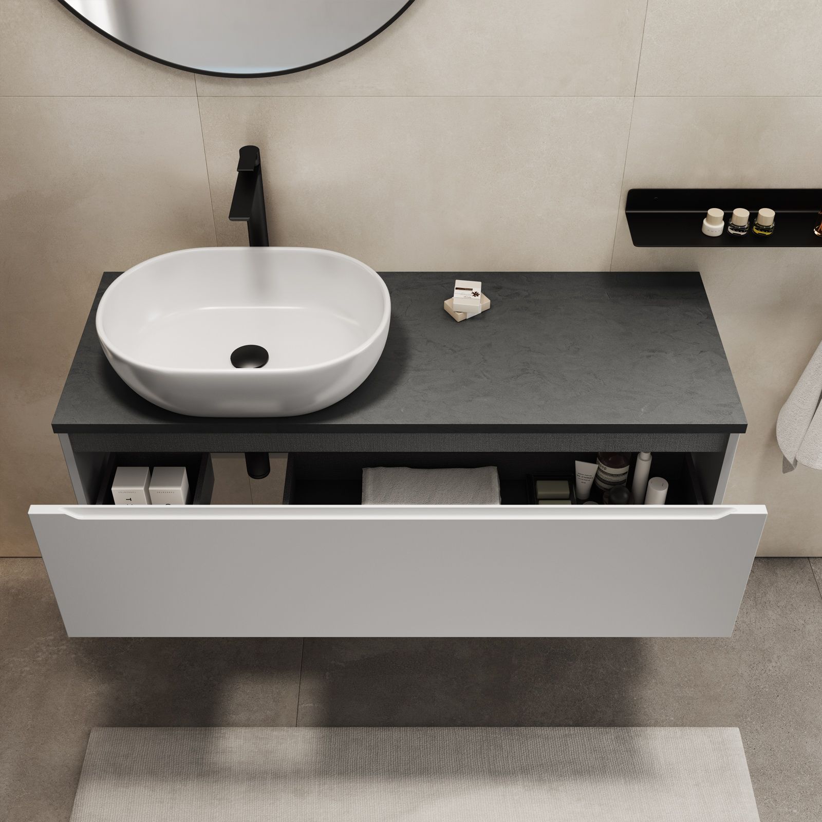 Stella Trading, POOL Mobile Da Bagno A Specchio Con Illuminazione LED In Bianco Moderno Armadietto Specchio Da Bagno Con Molto Spazio 80 X 69 X 20 Cm - 9