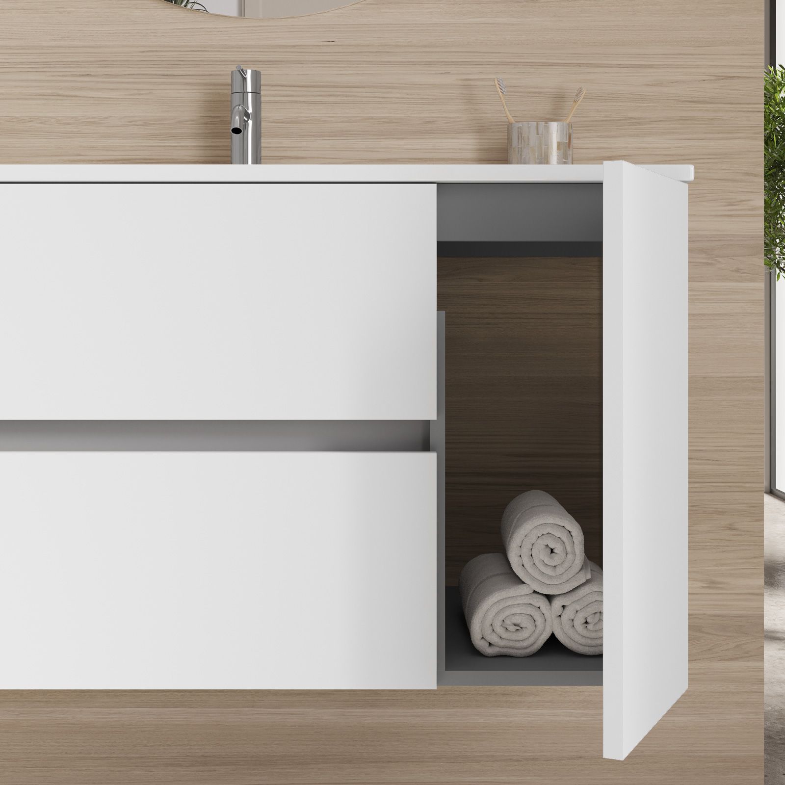 Mobile Bagno Sospeso 100 cm Lavabo Specchio e 1 Pensile Bianco – acquista  su Giordano Shop