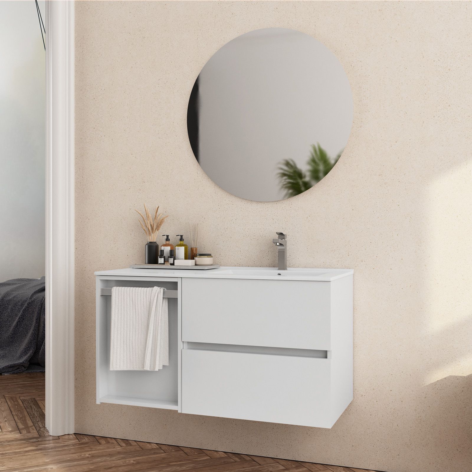 Mobile Bagno Sospeso 85,5 cm Bianco Lucido