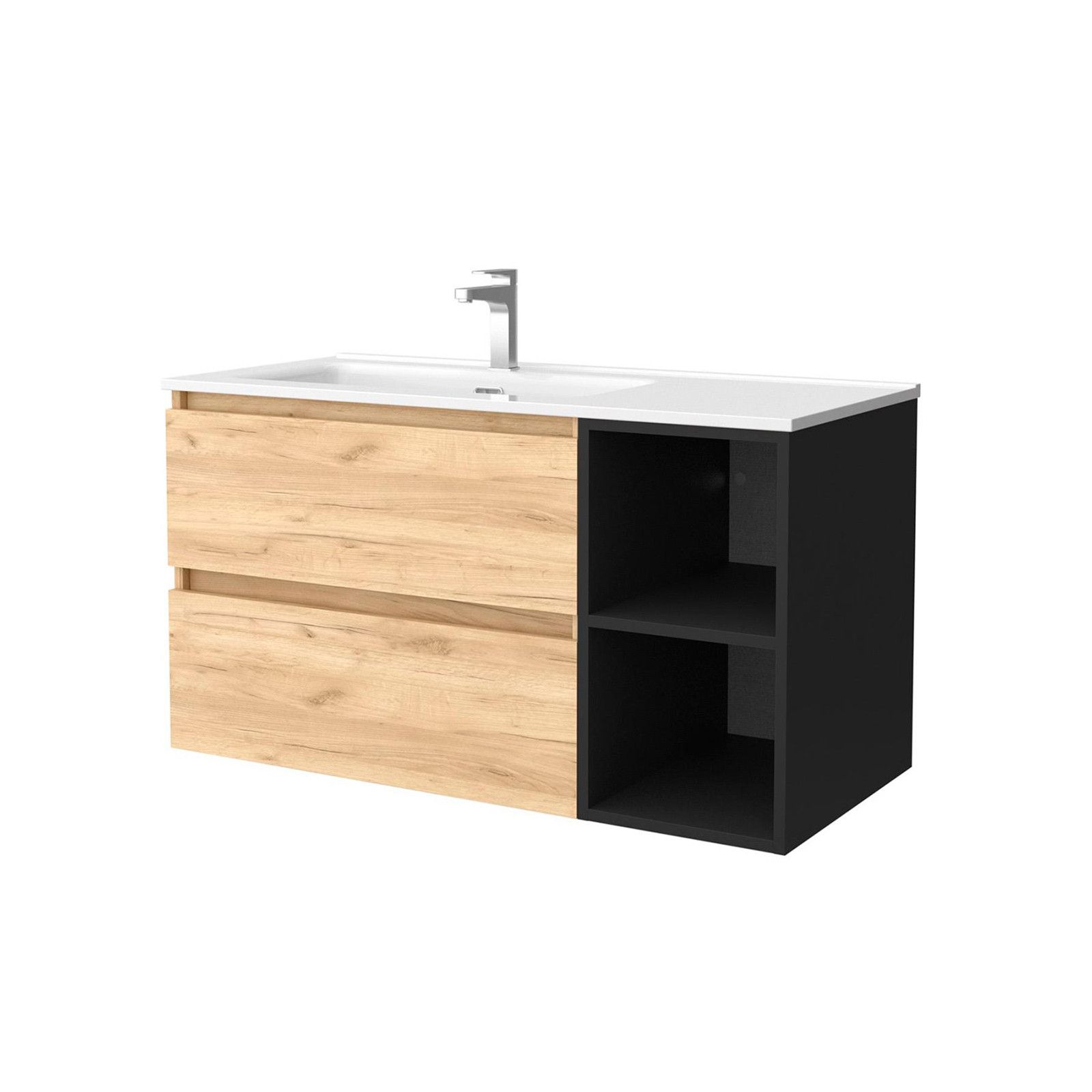 Mobile bagno sospeso 100 cm rovere africa con specchio - Yamir