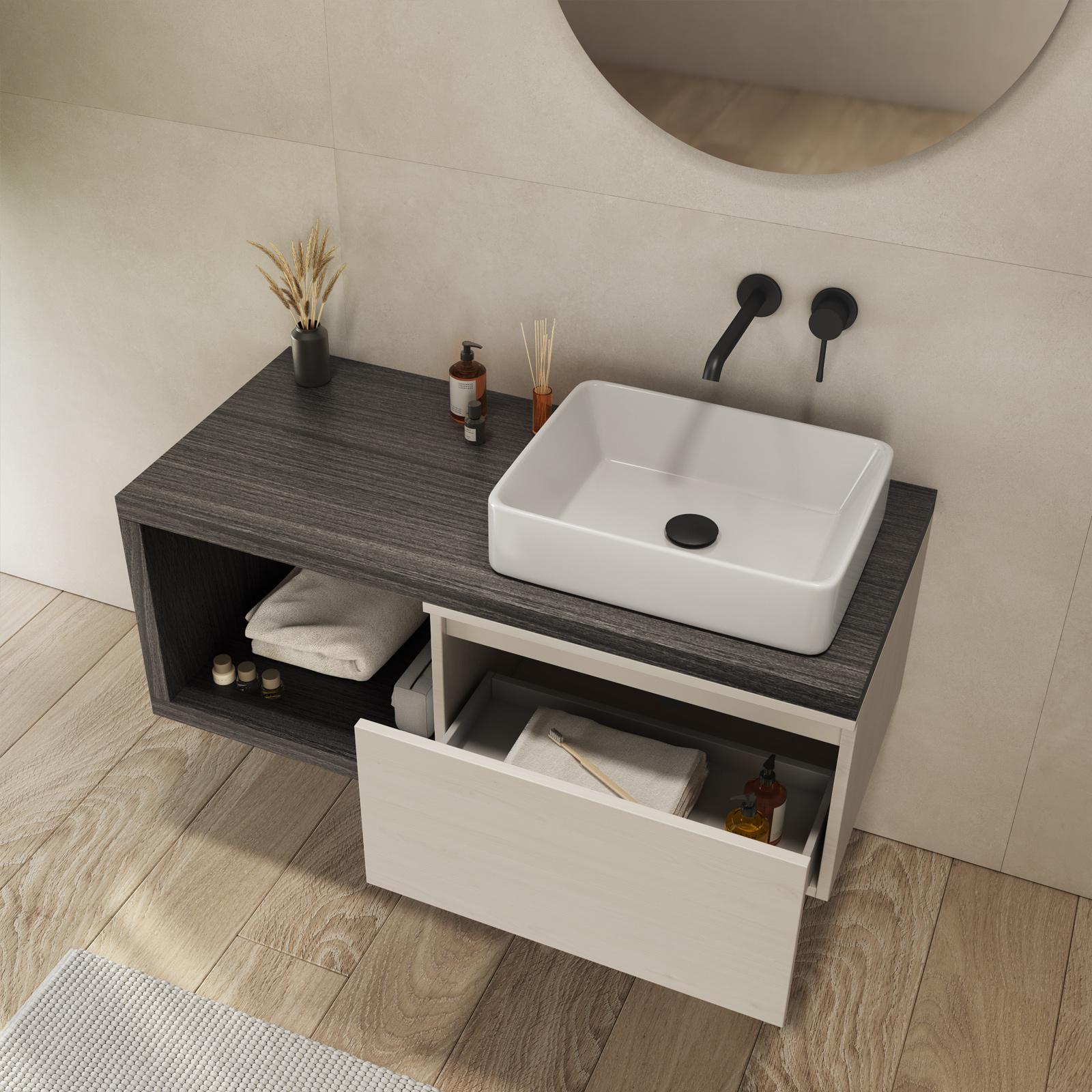 Yellowshop - Mobile bagno sospeso 110 cm cassetto intero e