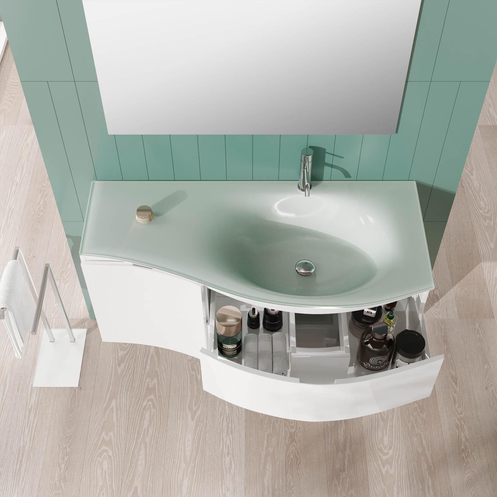 Mobile bagno sospeso Zoe cm.100 con specchio contenitore led