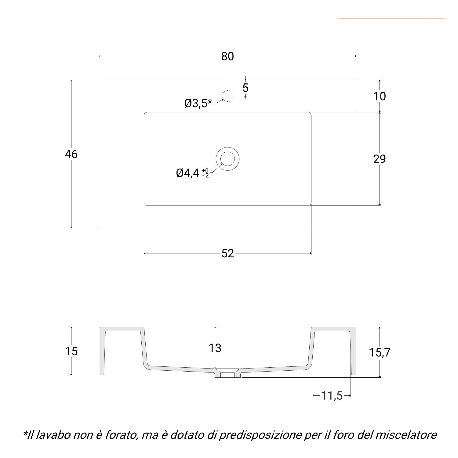 Mobile bagno sospeso 115 cm noce lavabo a dx specchio e pensile - Rilievo