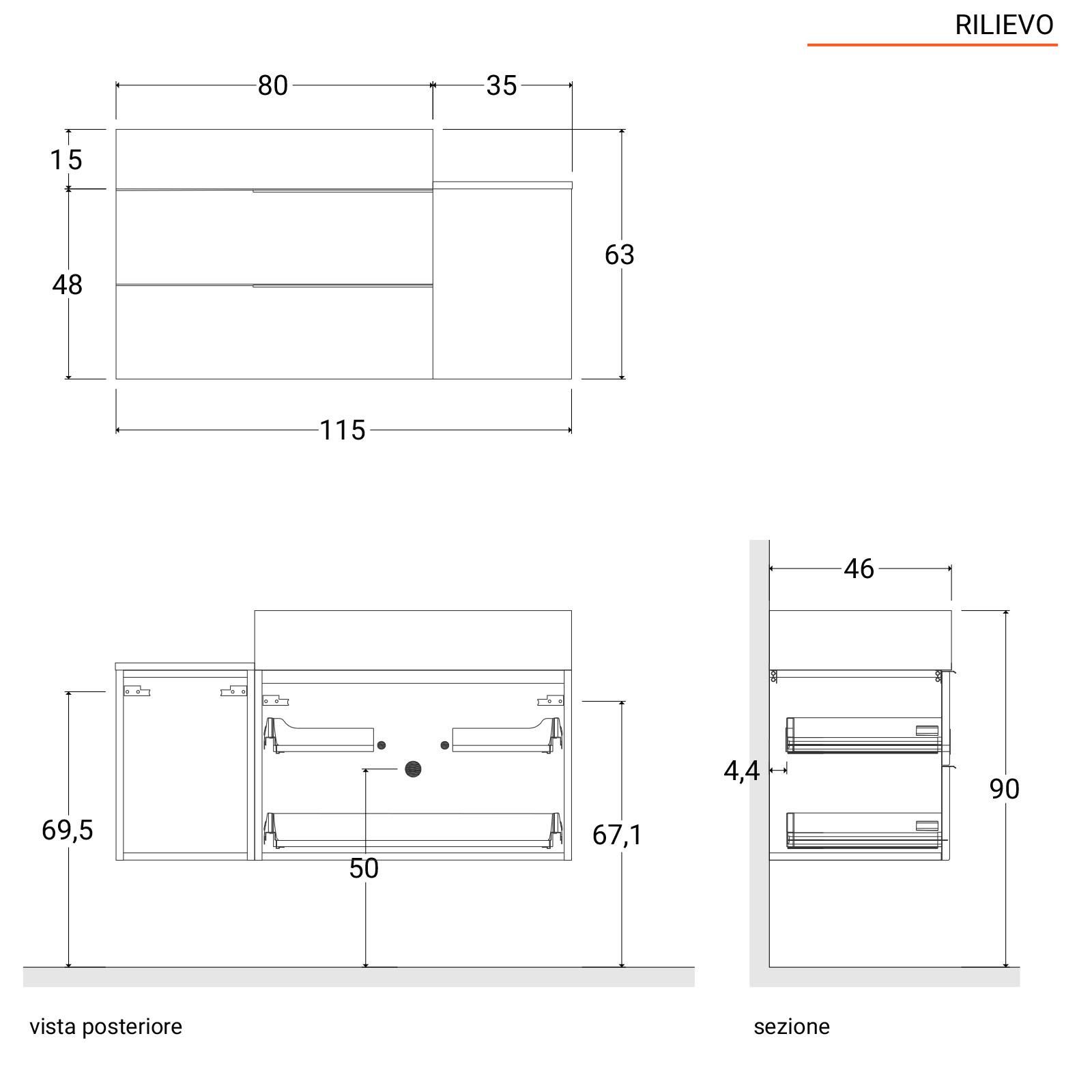 Mobile bagno a terra 115 cm bianco decape con lavabo specchio e lampade  Romantica