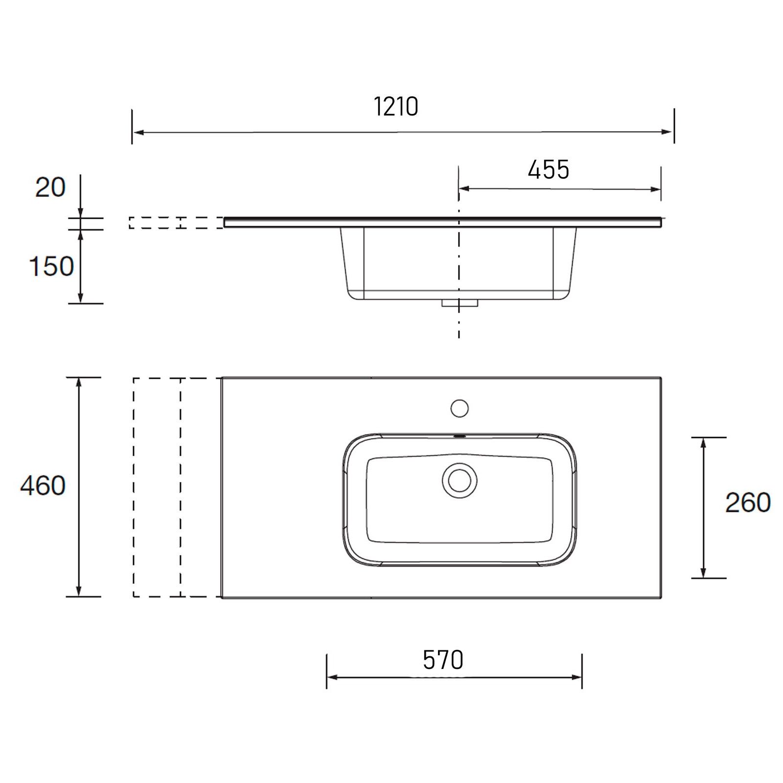 Mobile bagno sospeso 120 bianco opaco con lavabo dx integrato toletta e  specchio - Fully