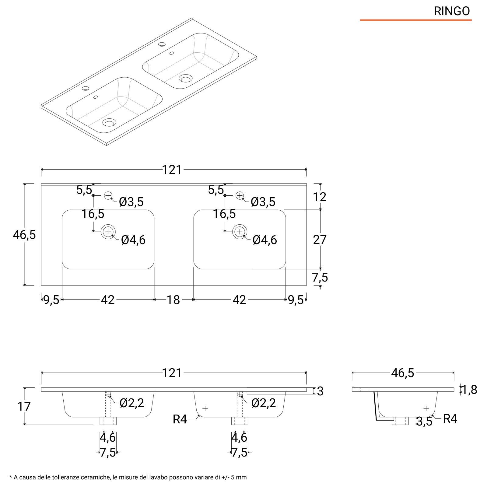 Mobile bagno sospeso 120 cm nero maniglie nere con lavabo e specchio - Rebus