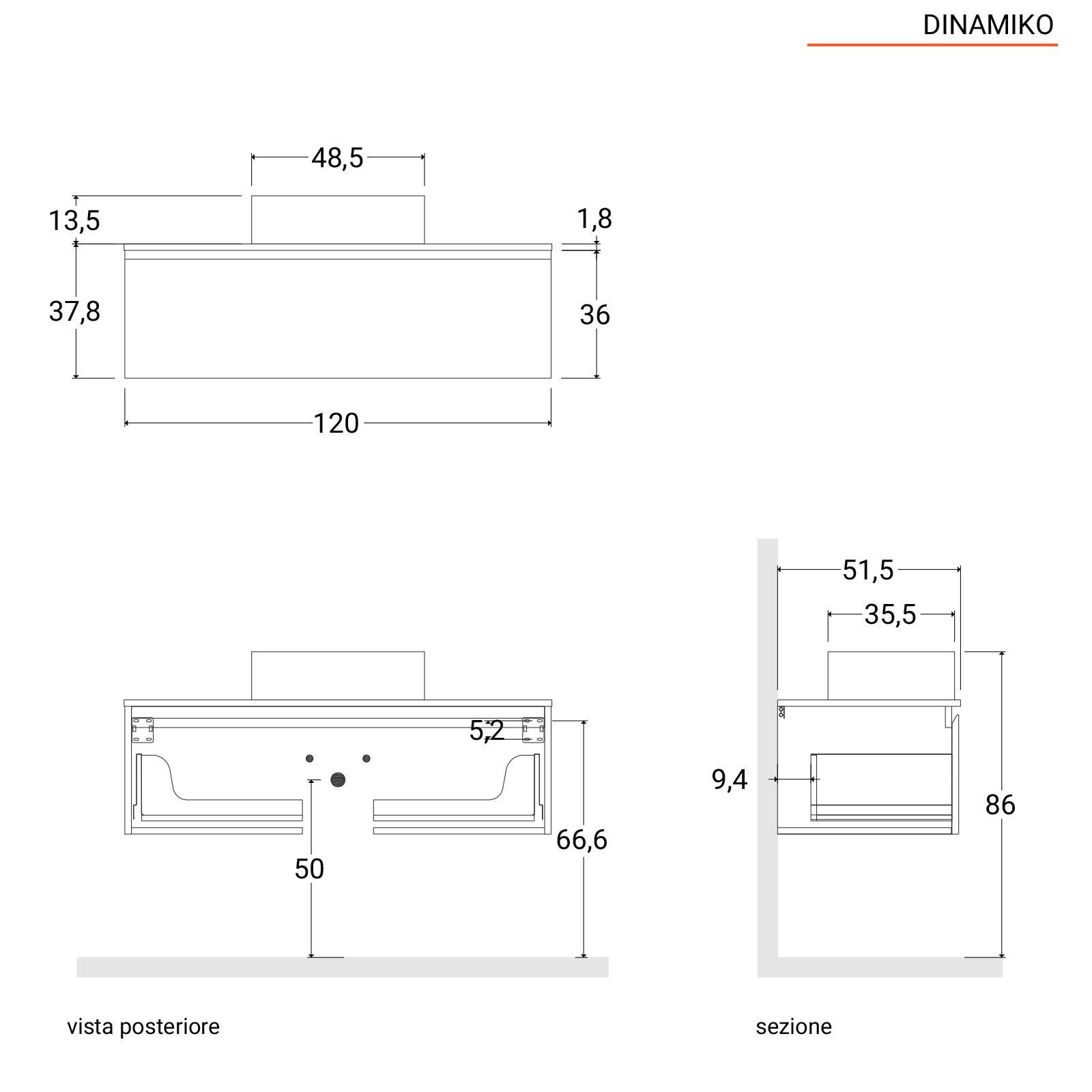 Mobile bagno sospeso 120 cm profondo 51,5 cm eucalipto colonna sx e  specchio - Dinamiko