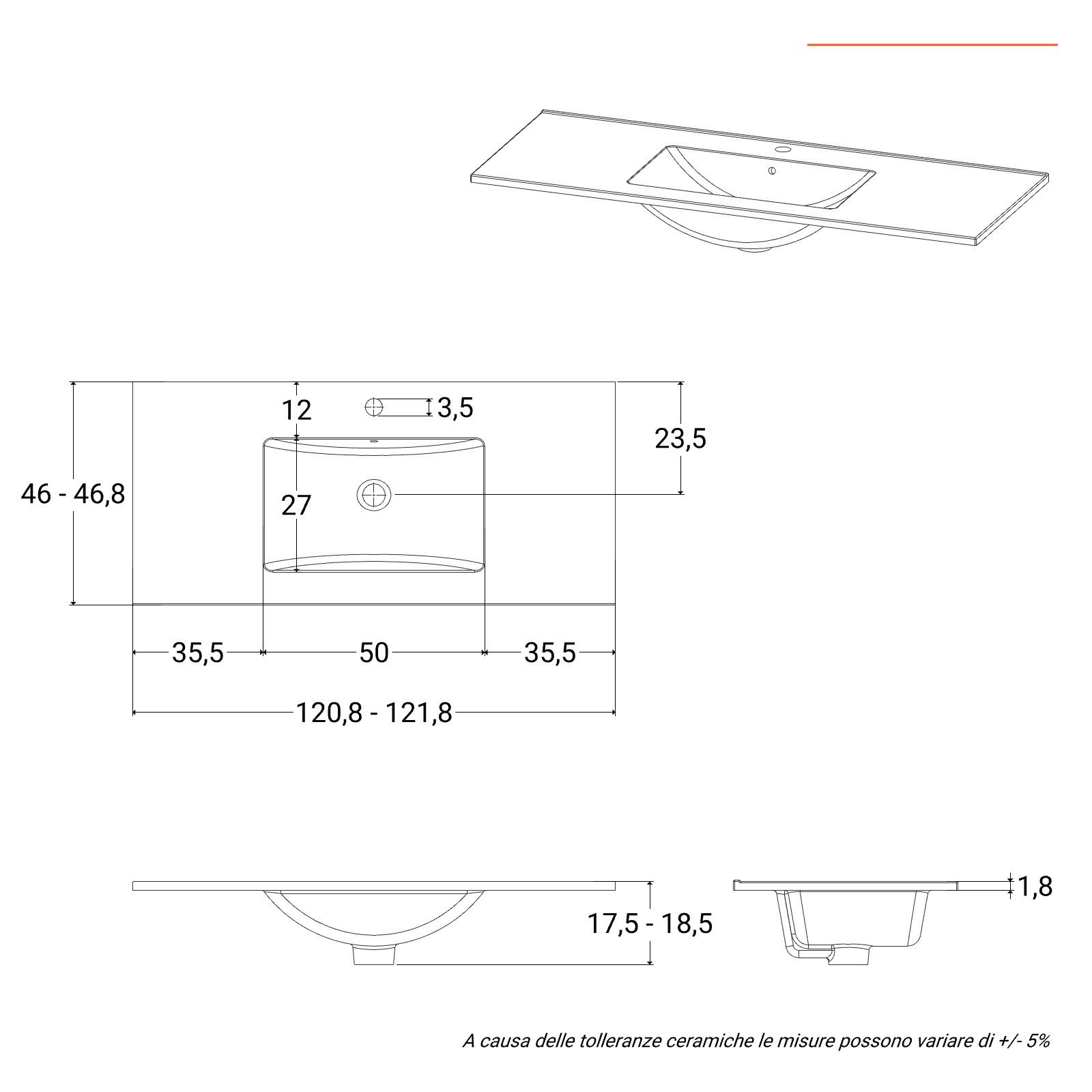 Mobile bagno sospeso 160 cm rovere caramel con lavabo boiserie e