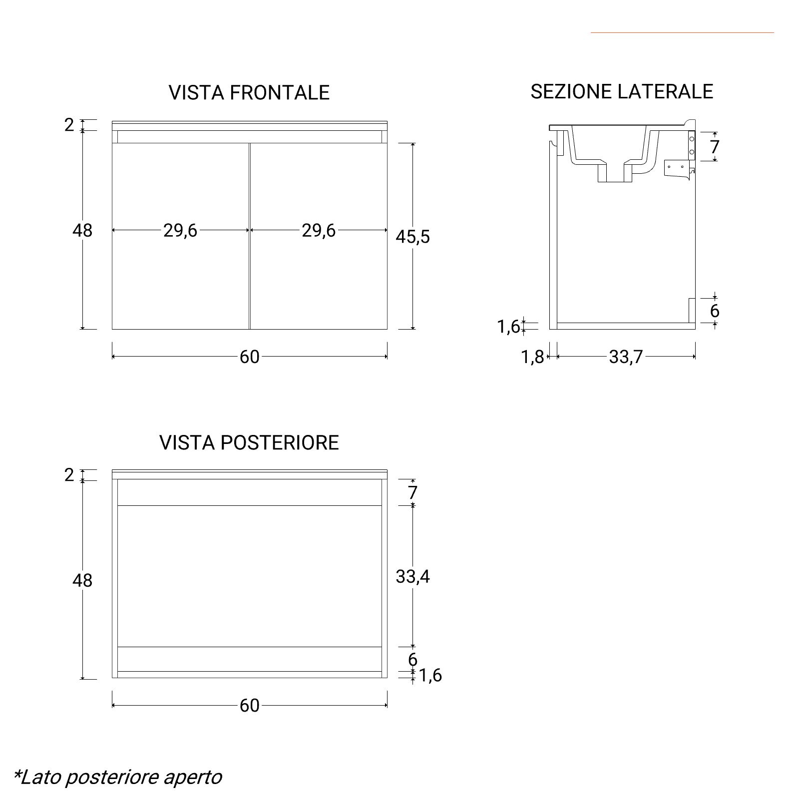 Bagno Italia Mobile Bagno sospeso 60 cm Bianco Rovere Chiaro o Scuro arredo  con Colonna Abbinata Omaggio Mobili con Anta I : : Casa e cucina