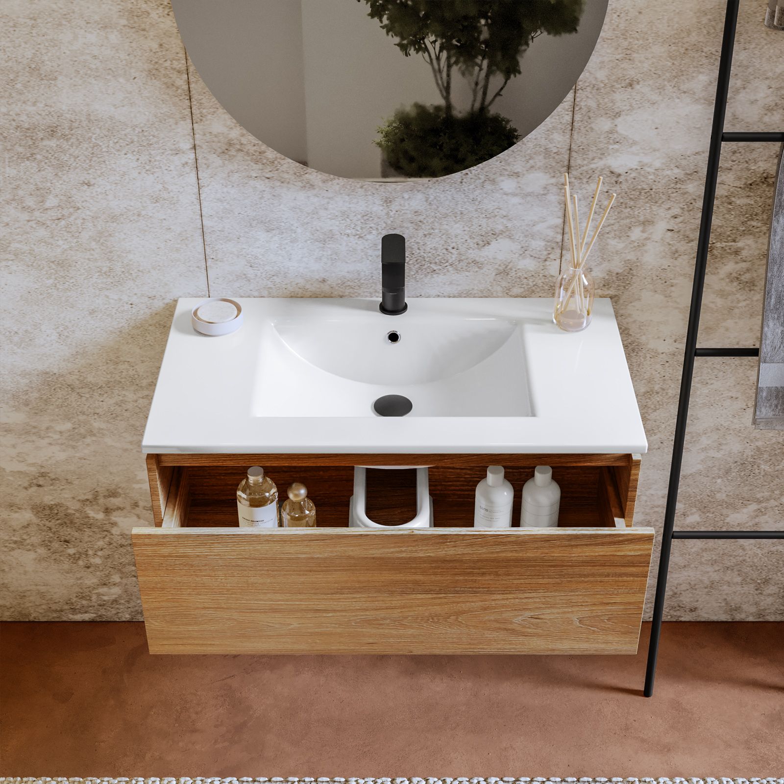 Mobile Bagno sospeso Zeus3 da 80 cm in 3 colori