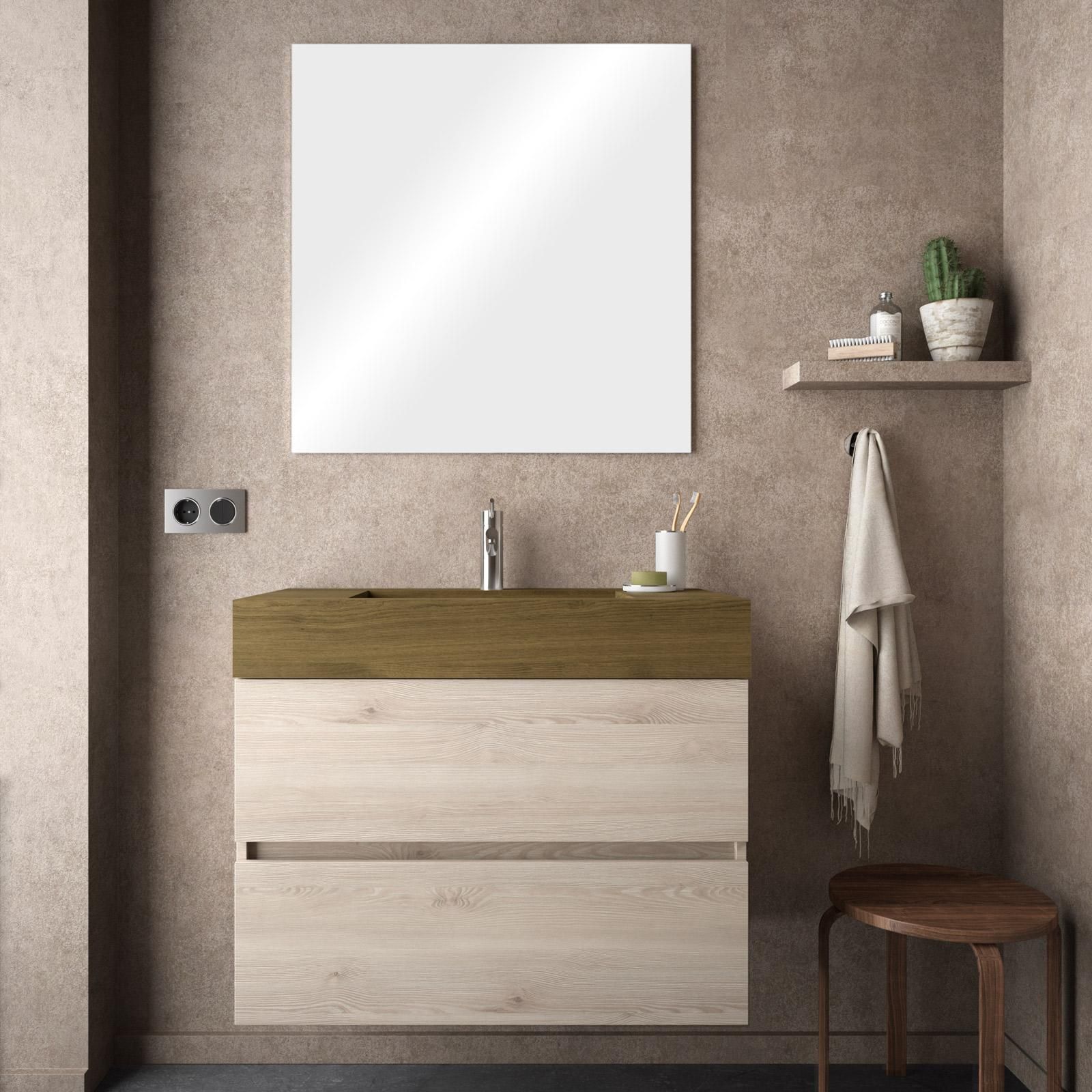 Mobile da bagno sotto lavabo con top L 80 x P 45 x H 48 cm in agglomerato  Wengé