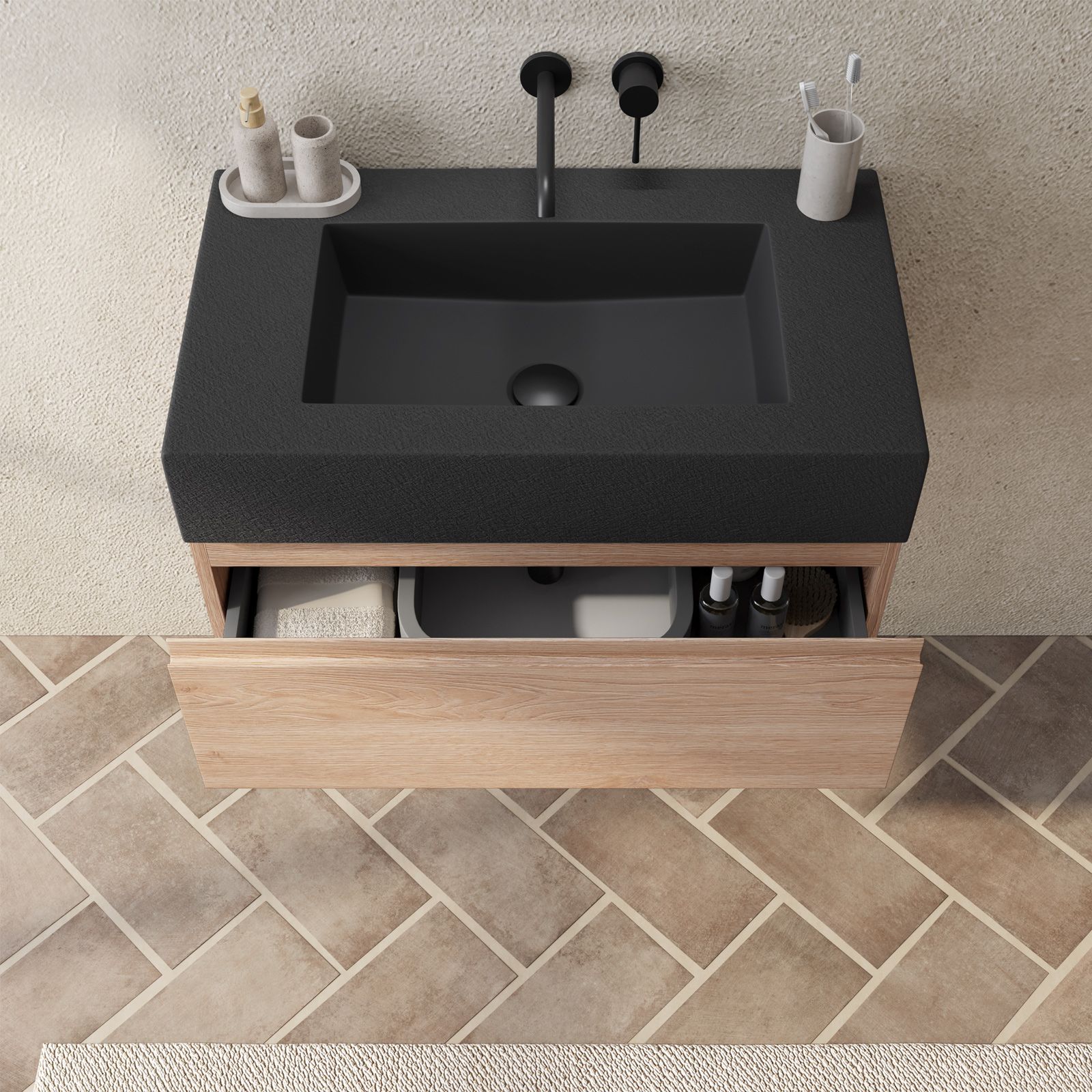 Mobile bagno sospeso con cassetti - Parabita 