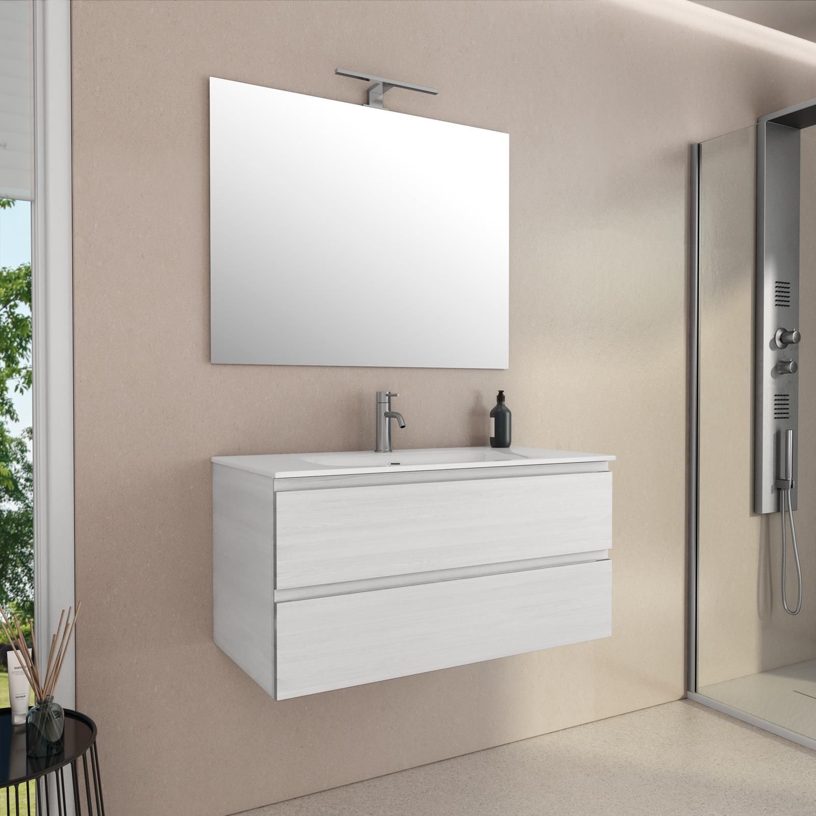 Mobile bagno sospeso, bianco frassinato