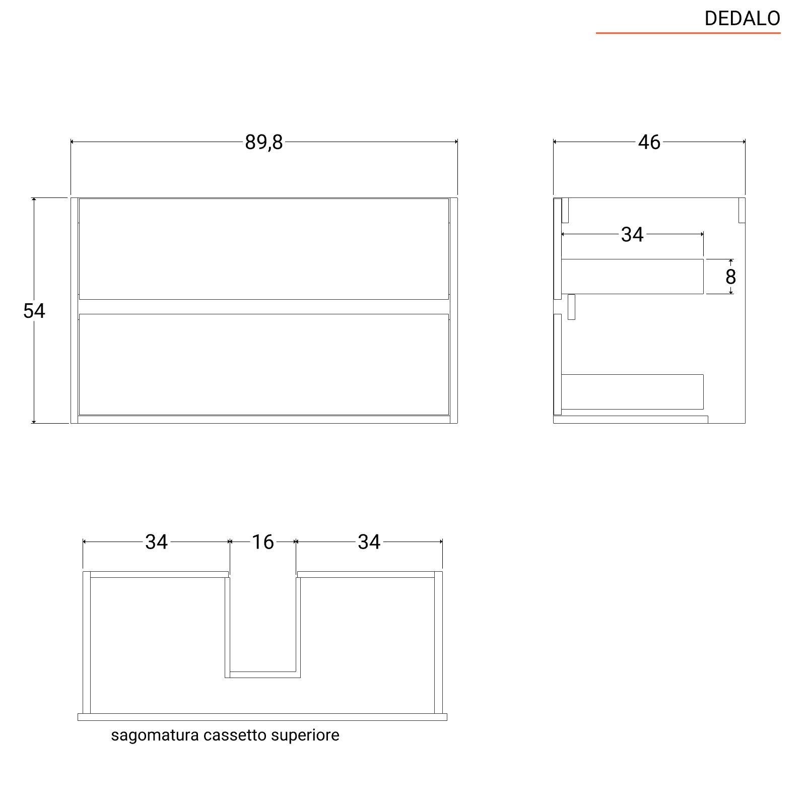 Mobile bagno sospeso 90 cm blu esotico opaco con lavabo e specchio - Dedalo