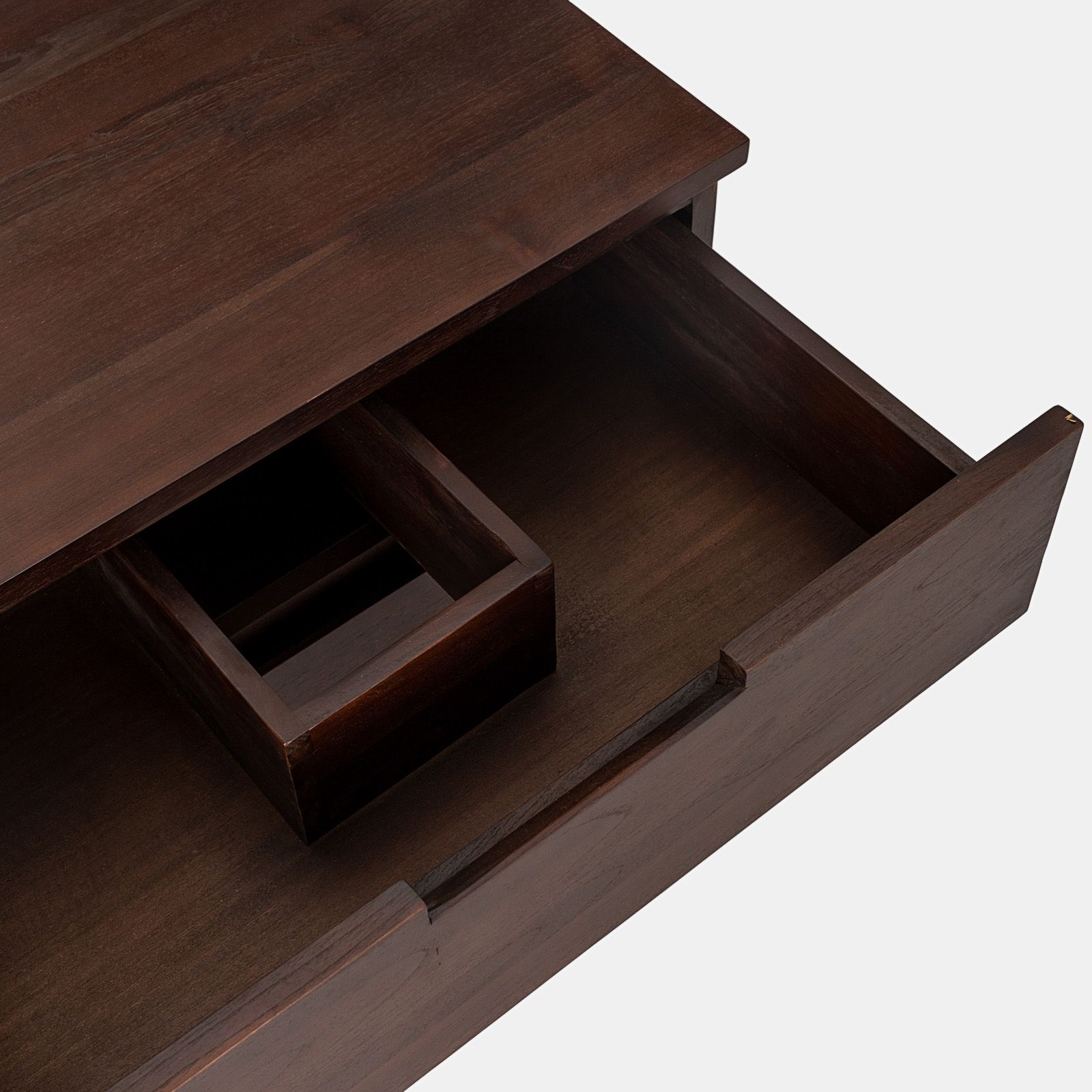 Mobile bagno sospeso 90 cm con 2 cassetti in legno teak scuro - Kala