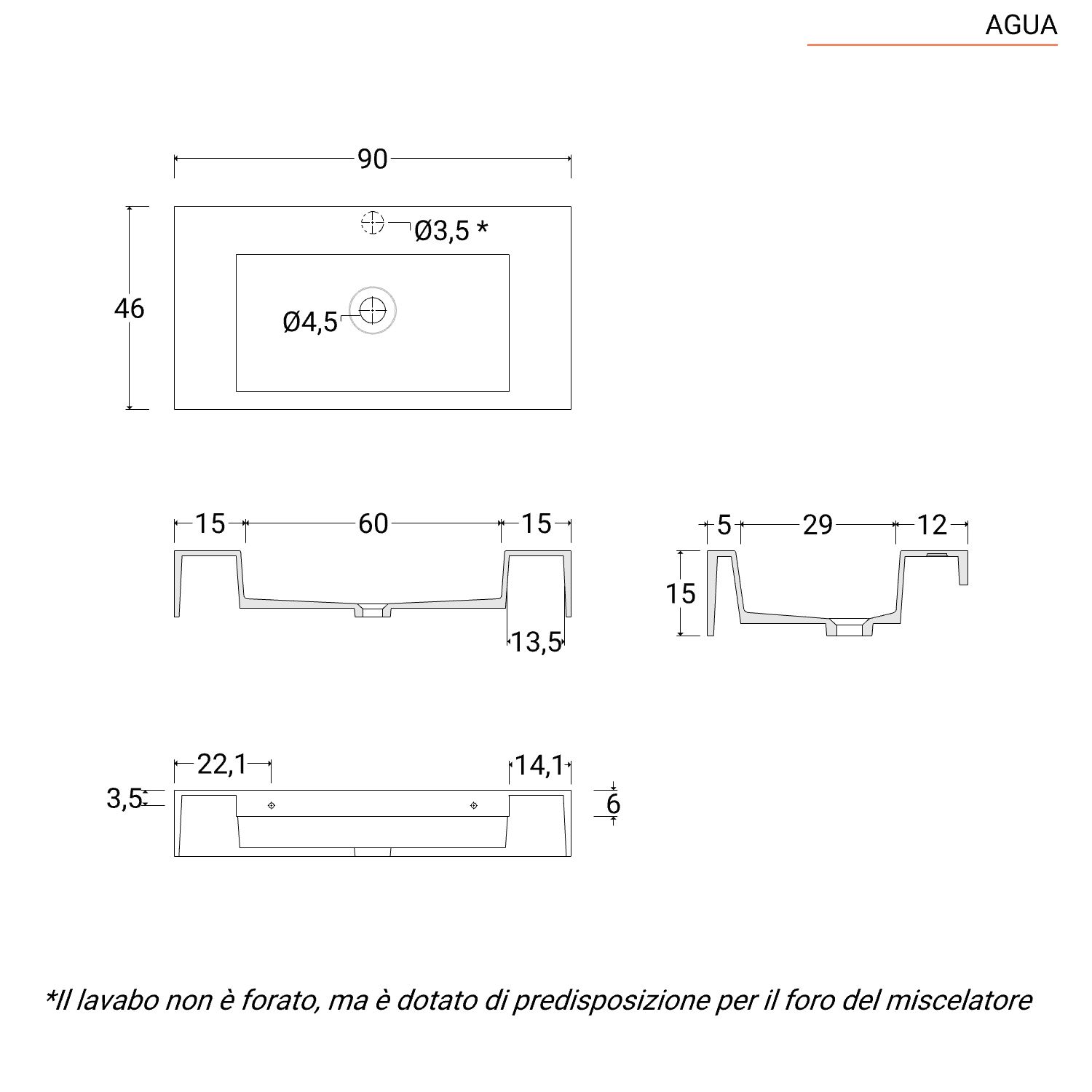 Mobile bagno sospeso 90 cm rovere chiaro con top lavabo opaco e specchio -  Ermete