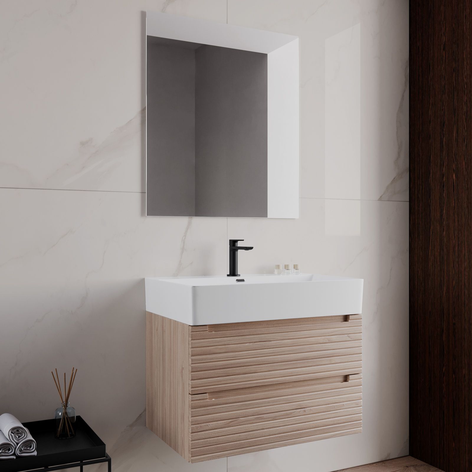 Mobiletto Bagno Salvaspazio HOMCOM - Con Ripiani Aperti E Armadietto, MDF E Bambù, 32x30x90.5cm - Foto 12