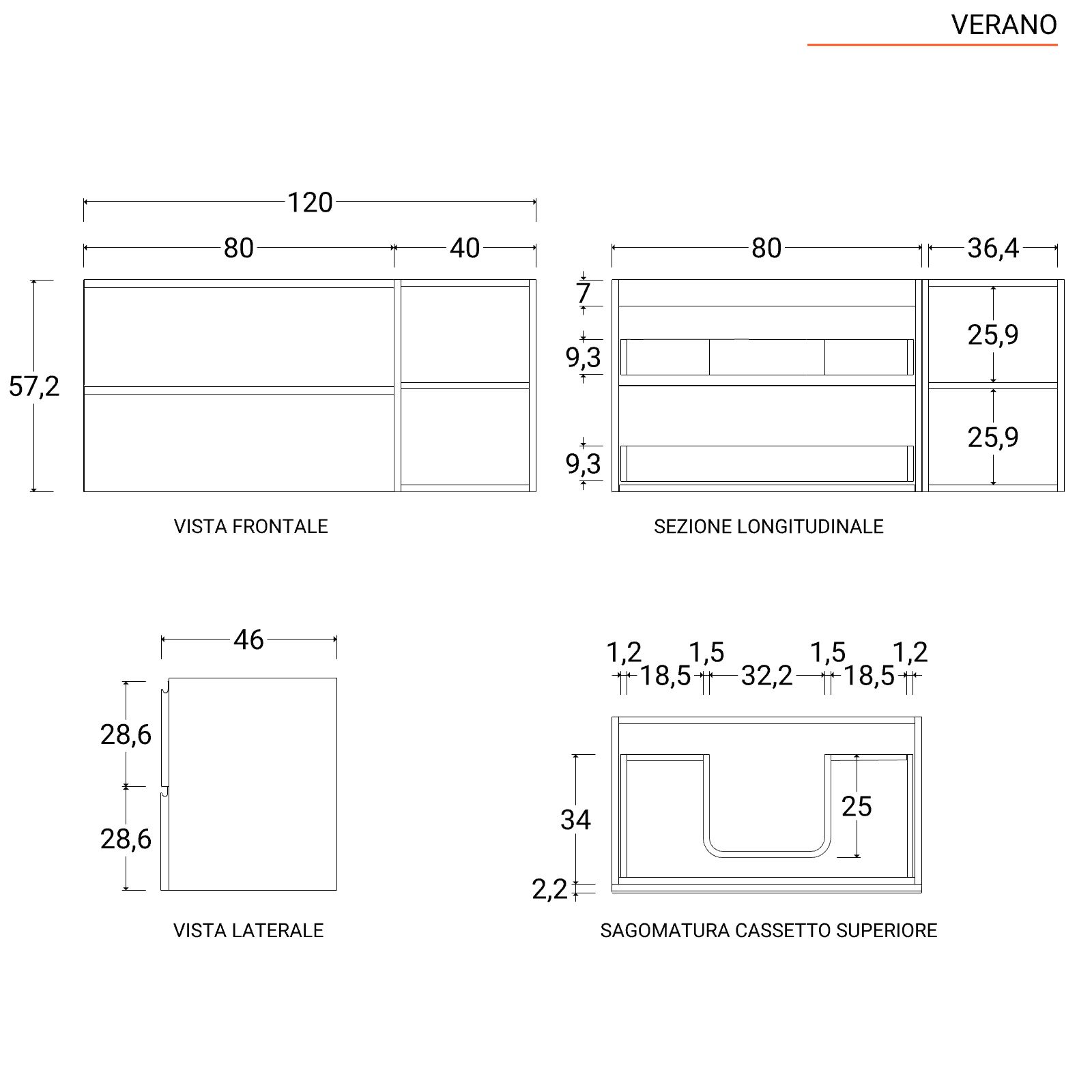 Mobile bagno sospeso portalavabo 100 cm con vano bianco wedding e specchio  - Verano