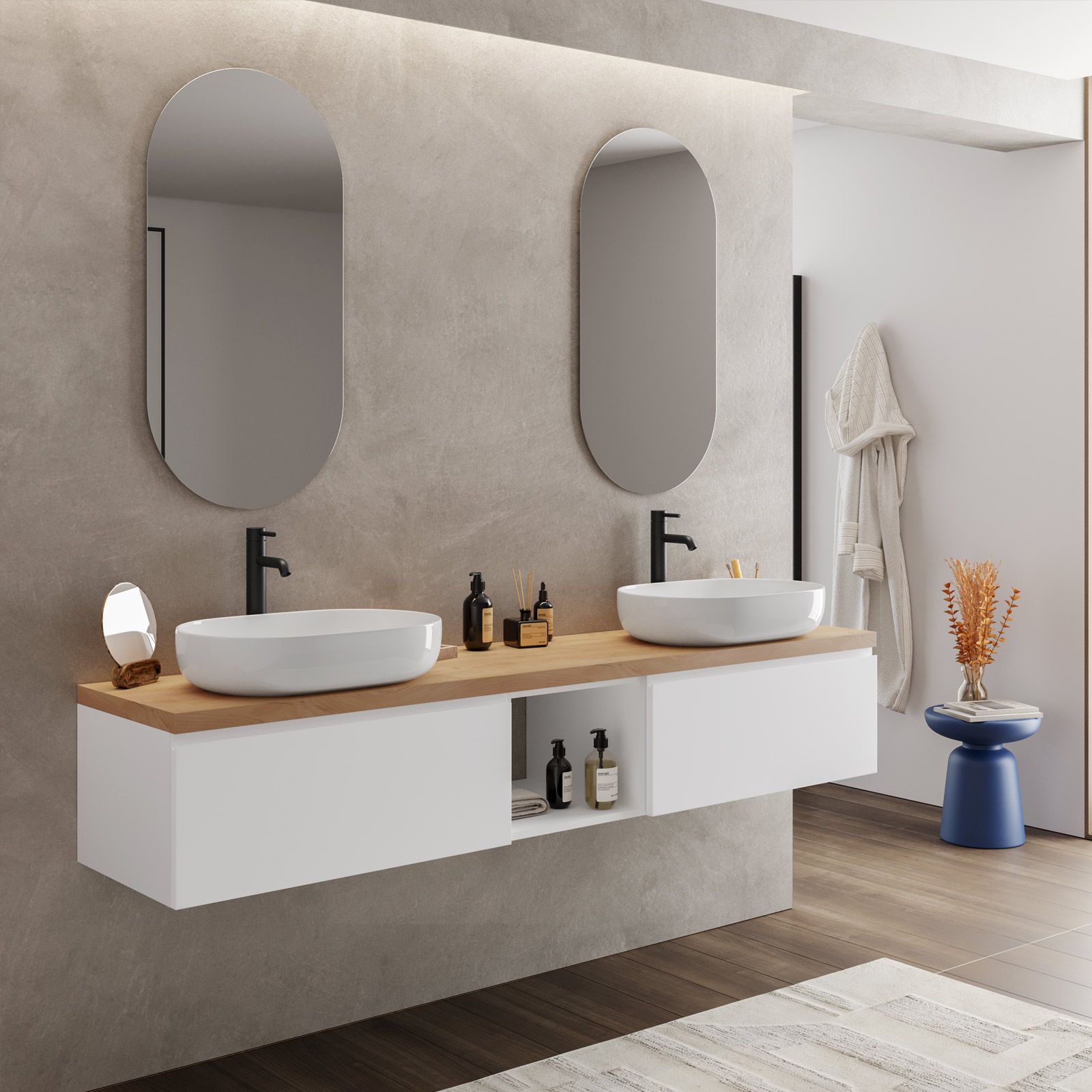 GAESHOW Mobile Bagno Sospeso Con 2 Ante Ripiano, Mobile Sottolavabo Per  Bagno, Mobiletto Bagno Salvaspazio, Armadietto/Mobiletto Bagno Sospeso  Bianco Cucina Asta Porta Asciugamani 73 X 48,5 X 14 Cm : : Casa e  cucina