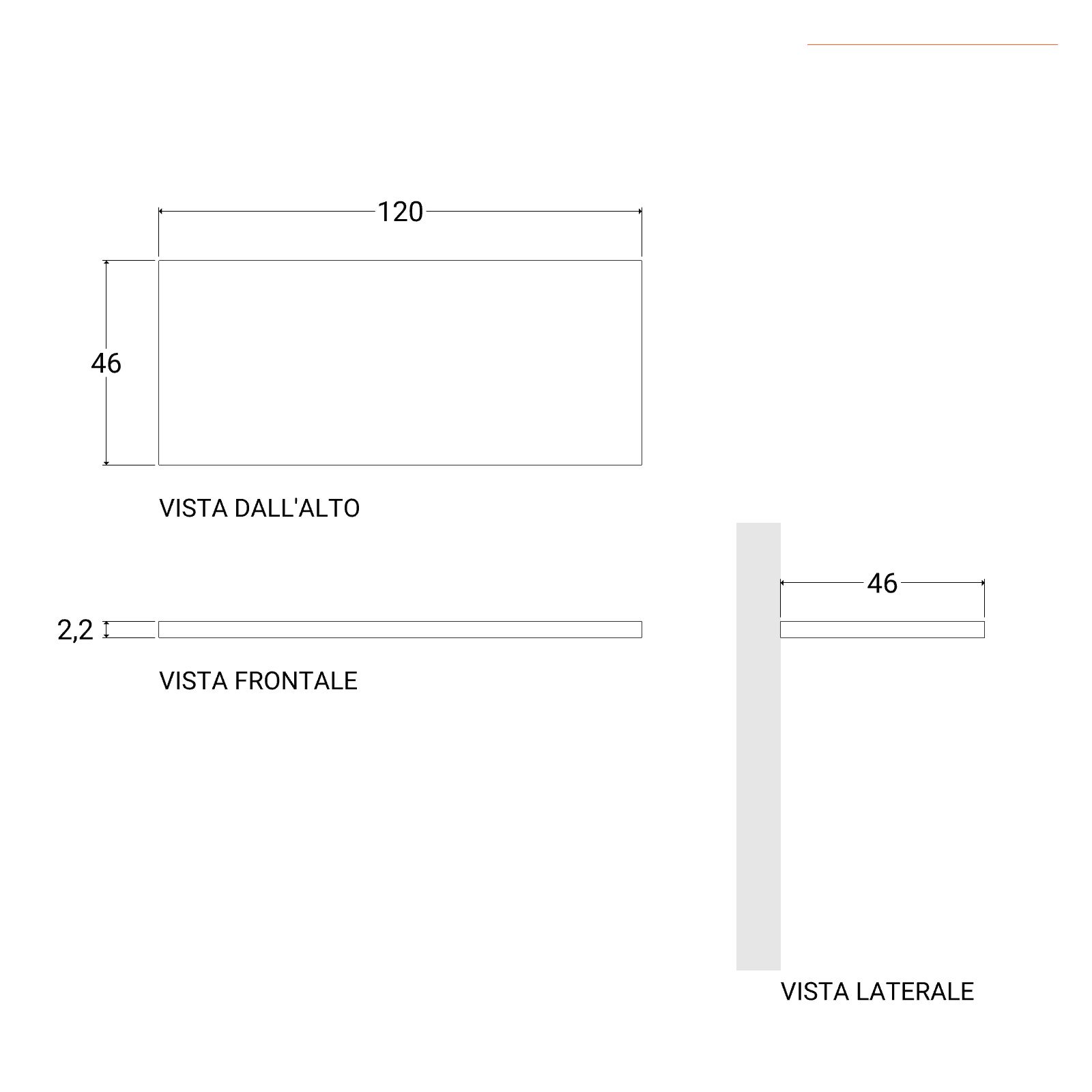 Mobile bagno sospeso portalavabo sx 120 cm bianco opaco con top in grigio  pietra - Sleek