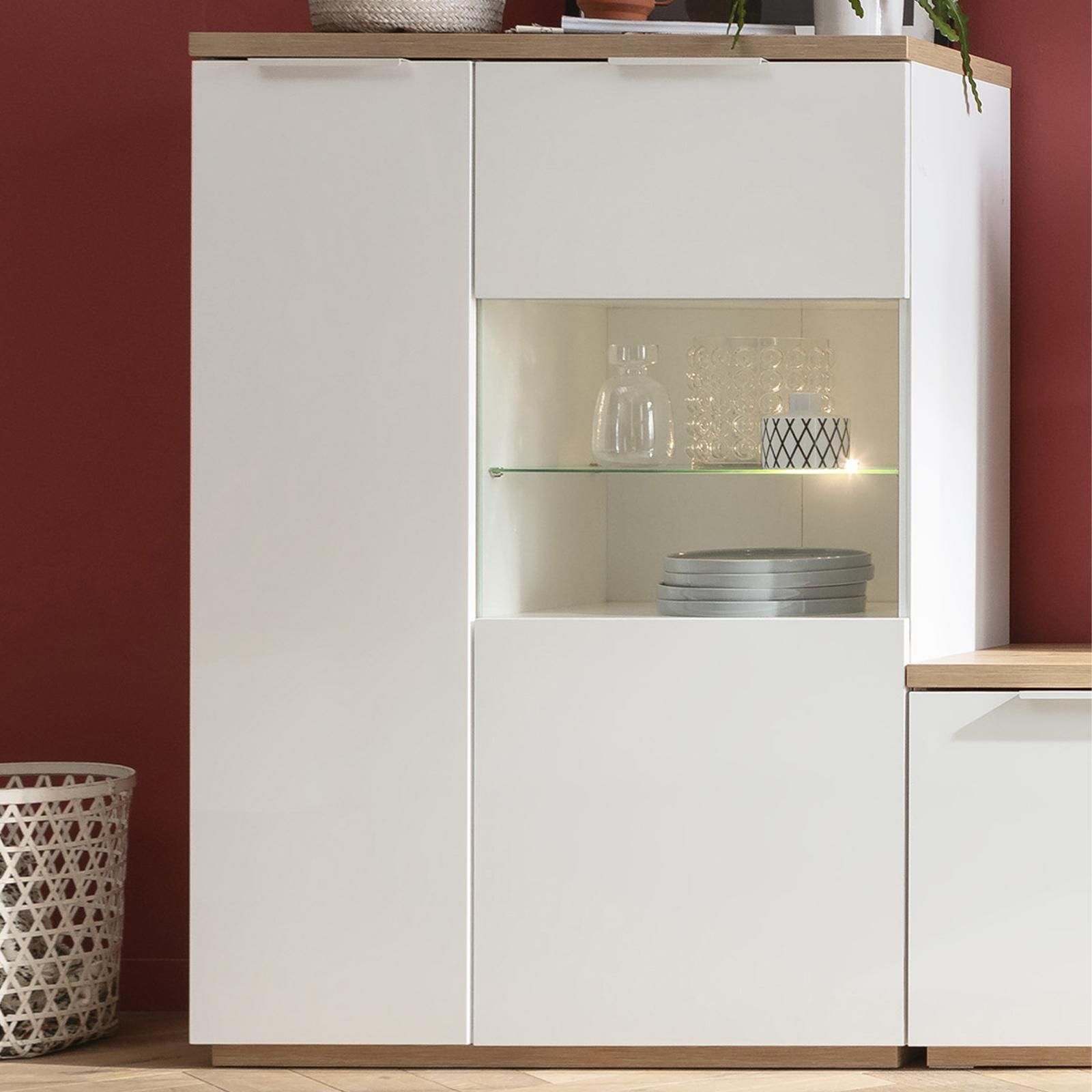 Mobile da Cucina Credenza con Armadietto Mensola e Cassetto 90x40x120 cm in  Legno Bianco