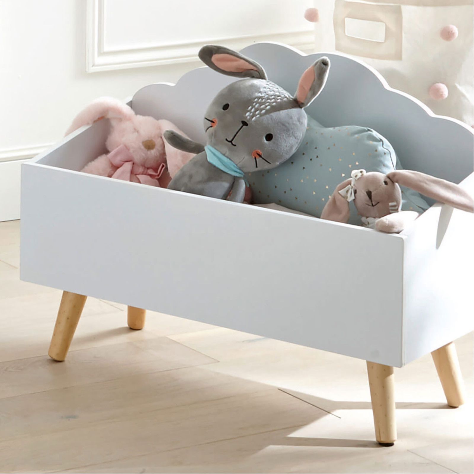 Mobile contenitore nuvola per bambini 58x45,5h cm in legno bianco - Nuvy
