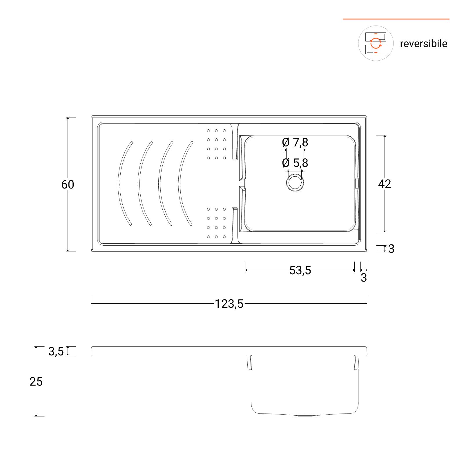 Coprilavatrice da interno 123x60x92 cm con 3 ante con accessori