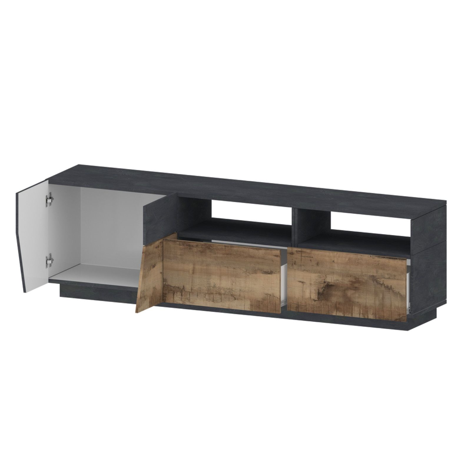 Mobile credenza 200 cm con ante e cassetti in legno acero e grigio report -  Diako