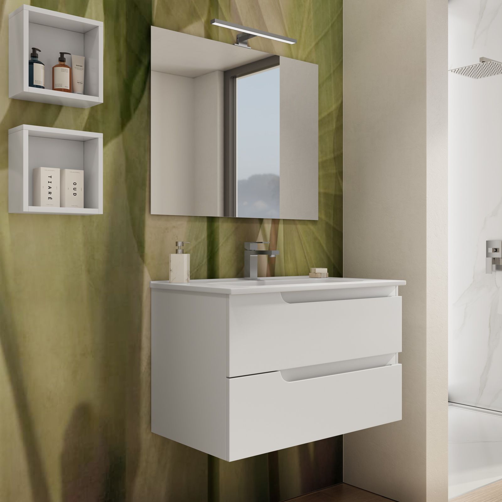 Mobili da bagno Vision 1800 Bianco opaco per lavabo da appoggio