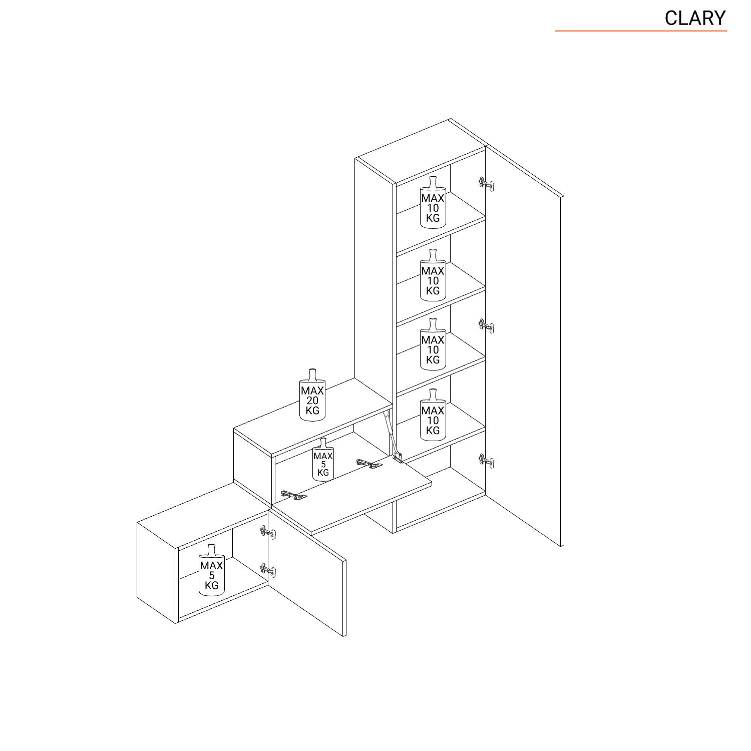 Mobile ingresso reversibile 124-179x186h cm piombo mercure - Clary