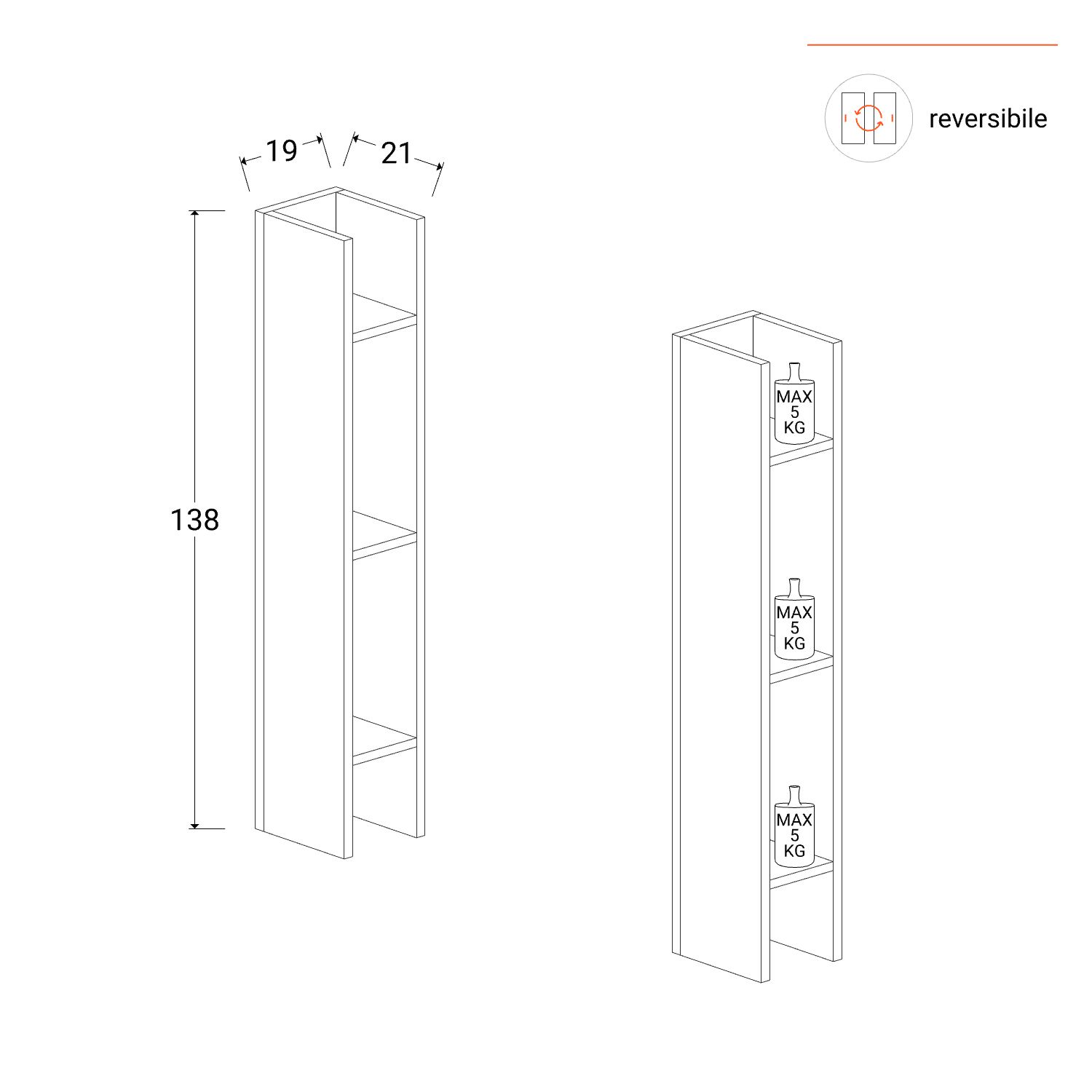 Mobile ingresso sospeso reversibile 127x138h cm mercure e lava - Clary